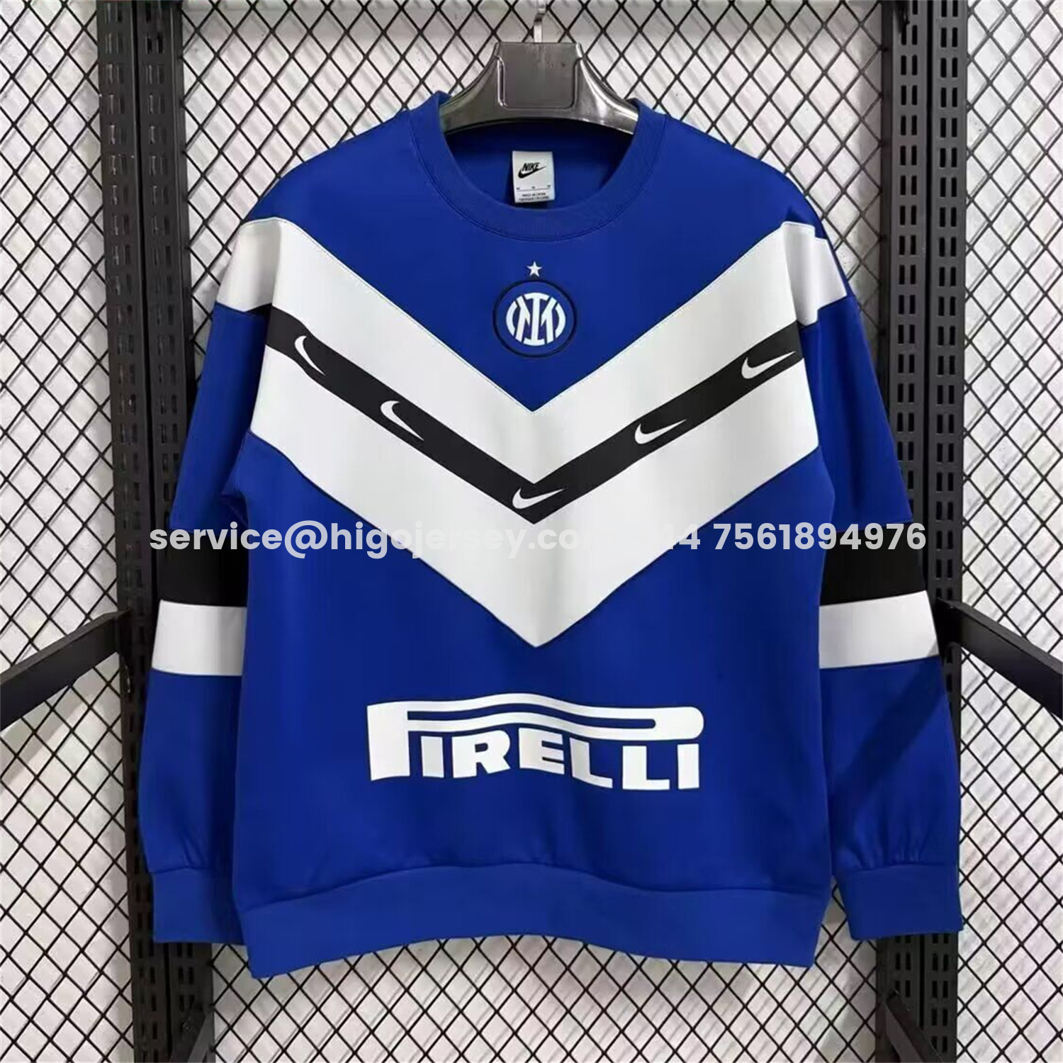 Higojerseys-Inter Milan Blue And White Unisex Pullover Hoodieullover Hoodie