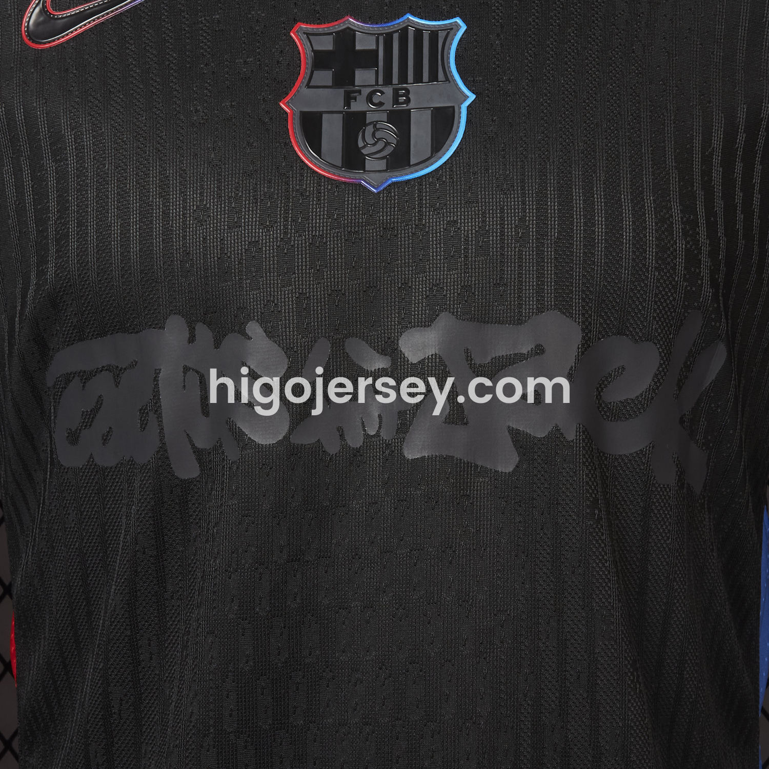 Higojerseys-【New】Barcelona x Travis Scott 24-25 Away Pure Black Jersey - Player Version