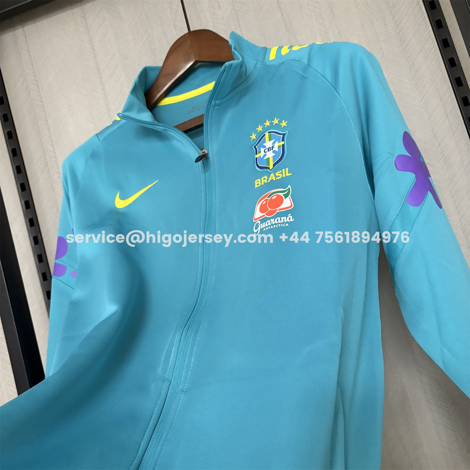 Higojerseys-Retro Brazil 2022 Pre-Match Cyan Unsponsored Windbreaker