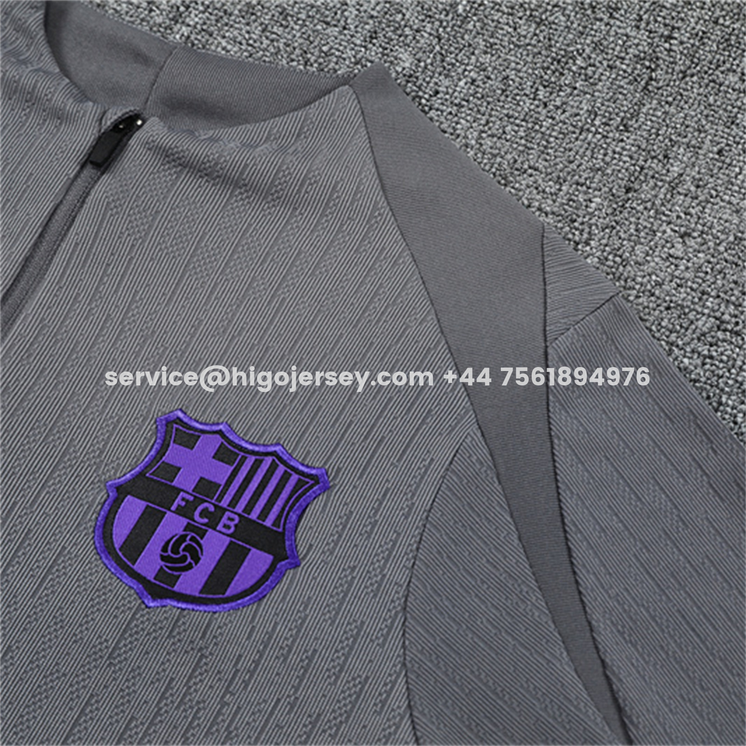 Higojerseys-Barcelona 25-26 Kids Long Sleeve Training Set - Grey Top & Black Pants