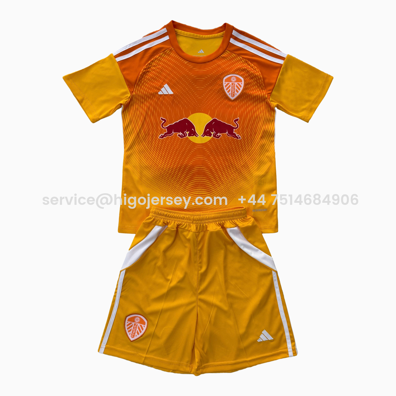 Higojerseys-Leeds United 25-26 Orange Goalkeeper Kids Kit