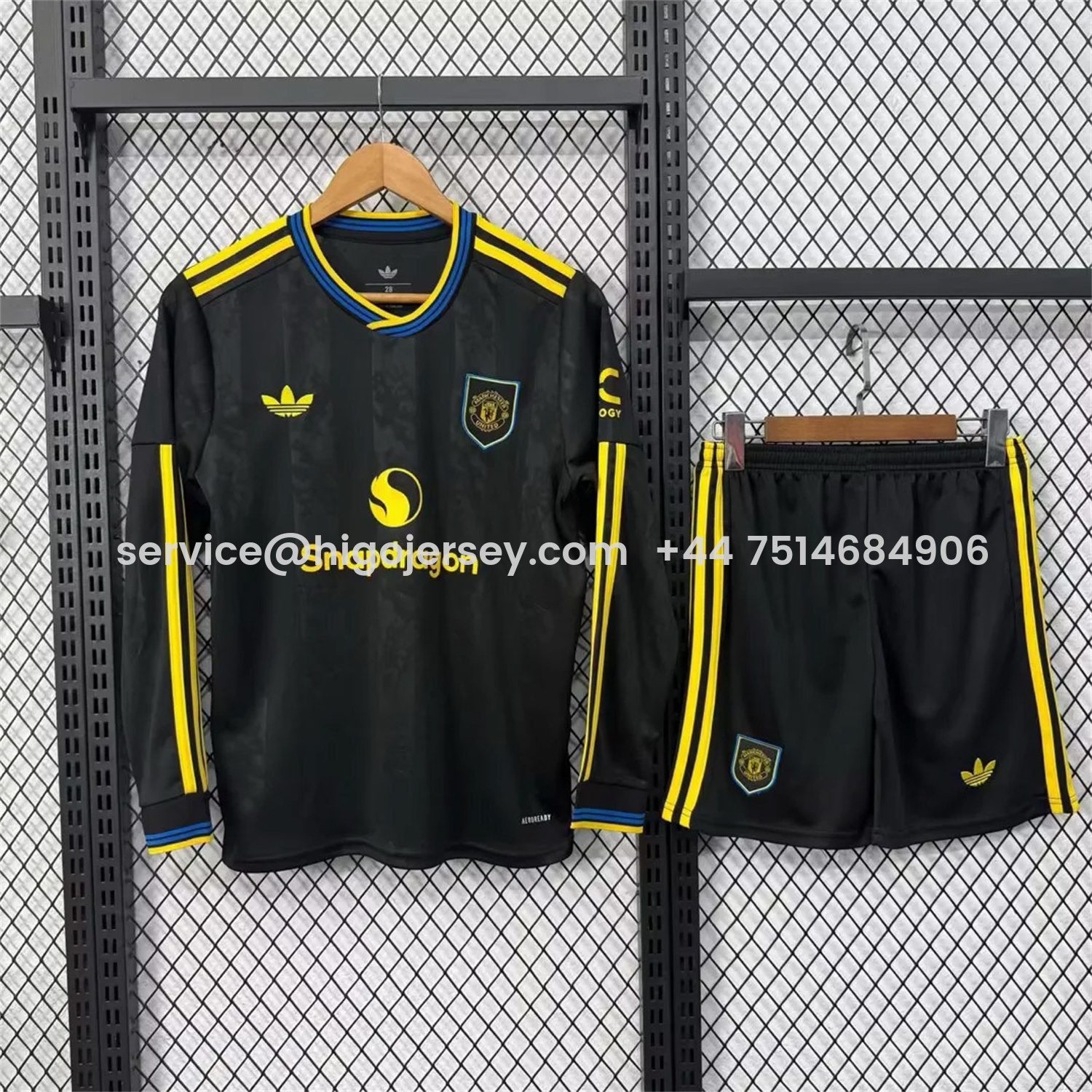 Higojerseys-Manchester United 25-26 Third Black Long Sleeves Kids Kit