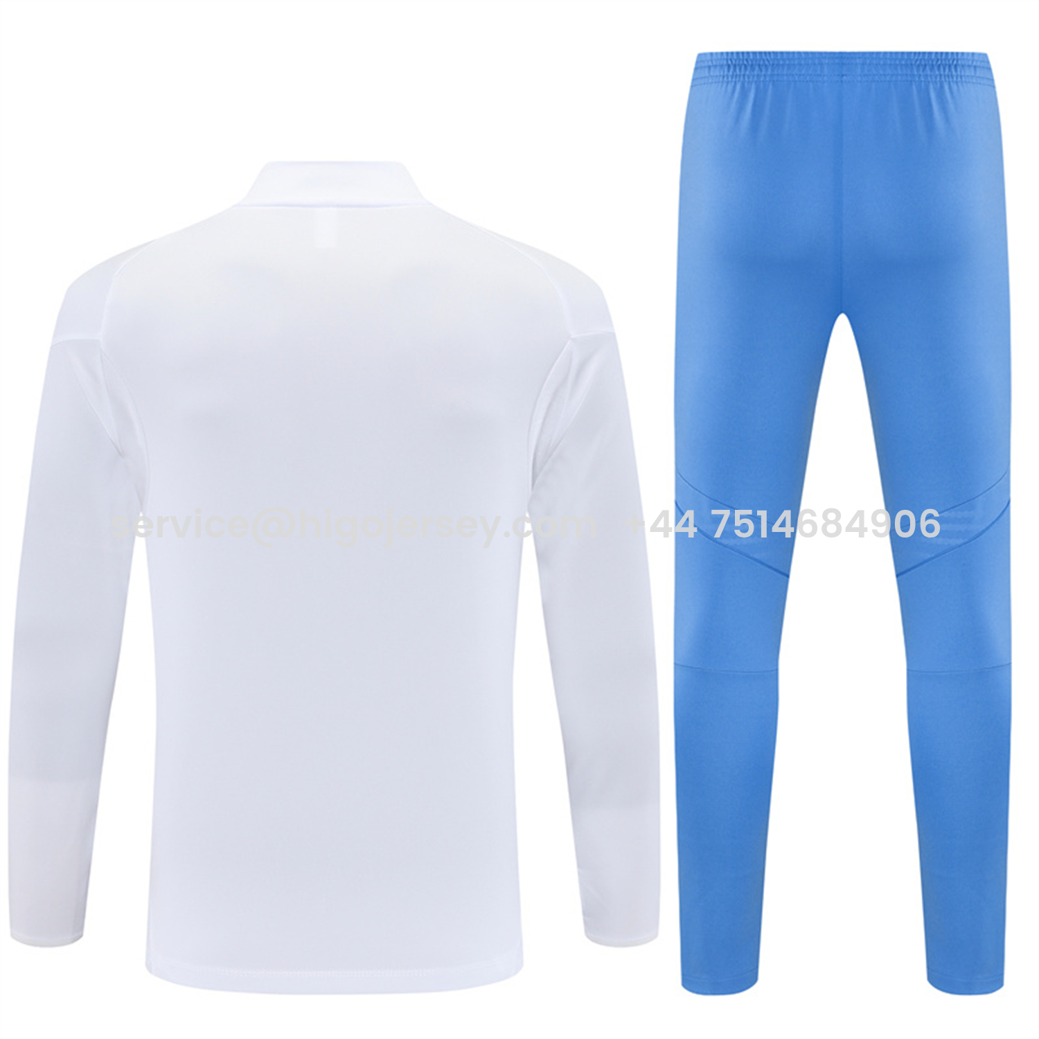 Higojerseys-Real Madrid 25-26 Long Sleeve Training Set - White Top & Blue Pants