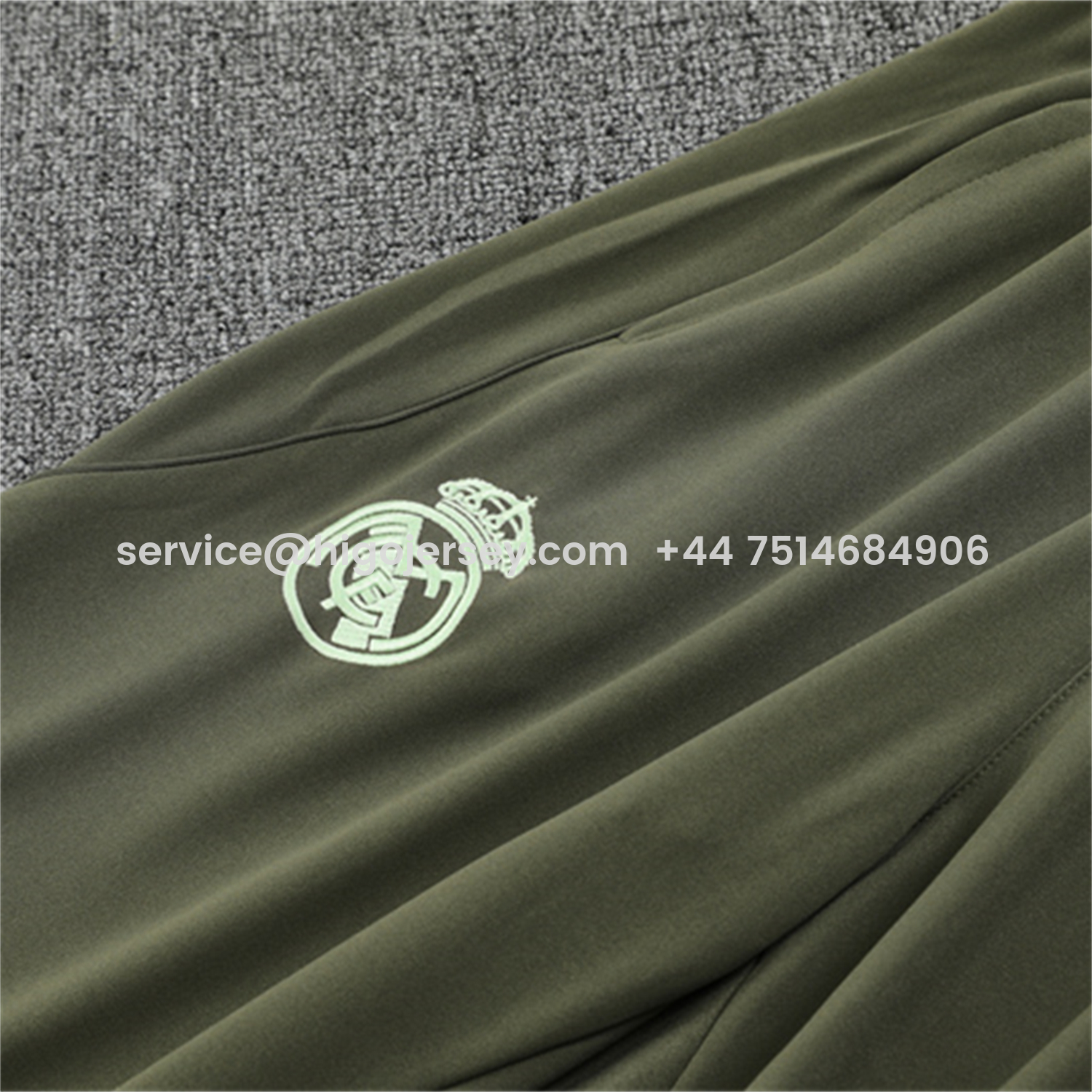 Higojerseys-Real Madrid 25-26 Long Sleeve Training Set - Army Green Top & Pants