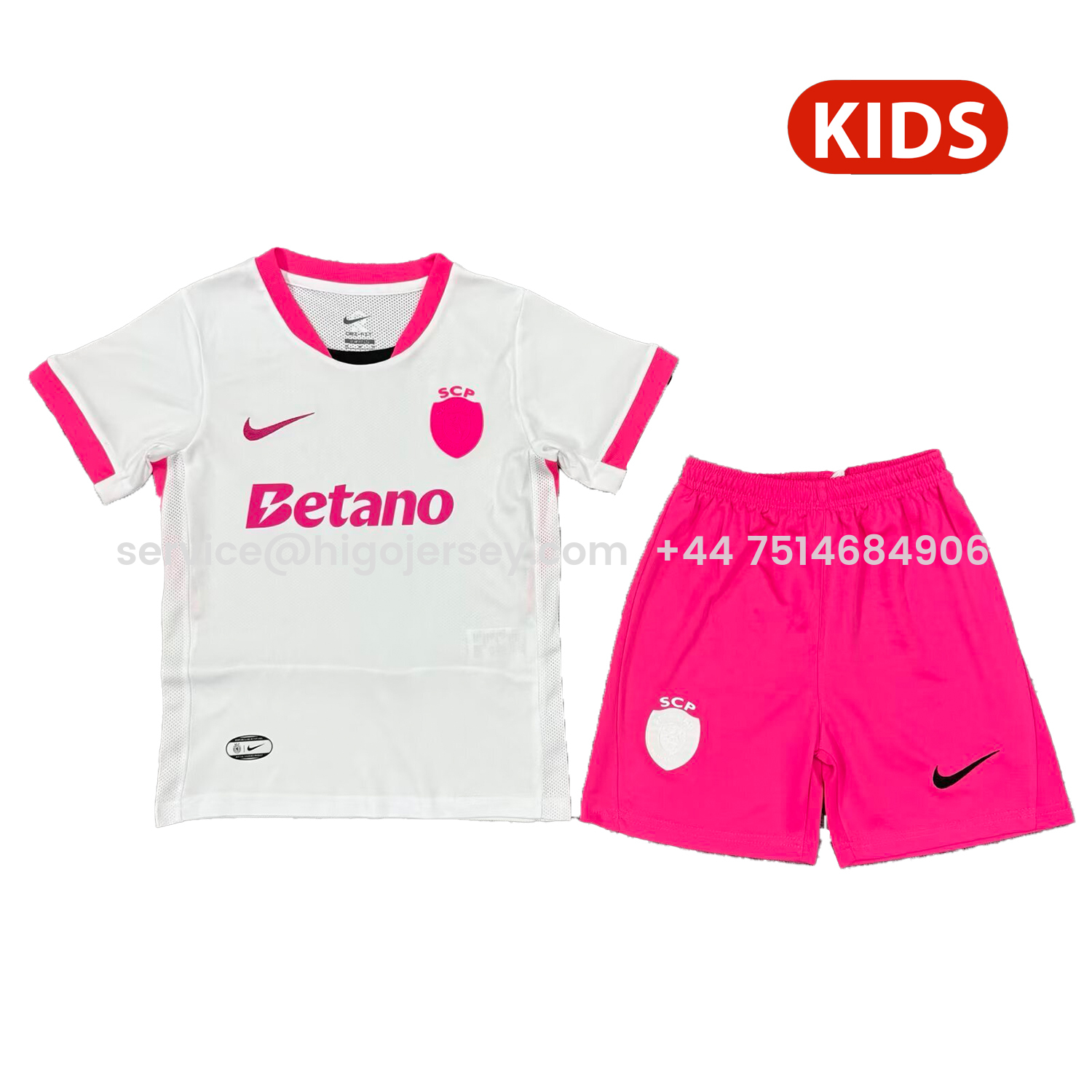 Higojerseys-Sporting CP 25-26 Pink And White Special Kids Kit