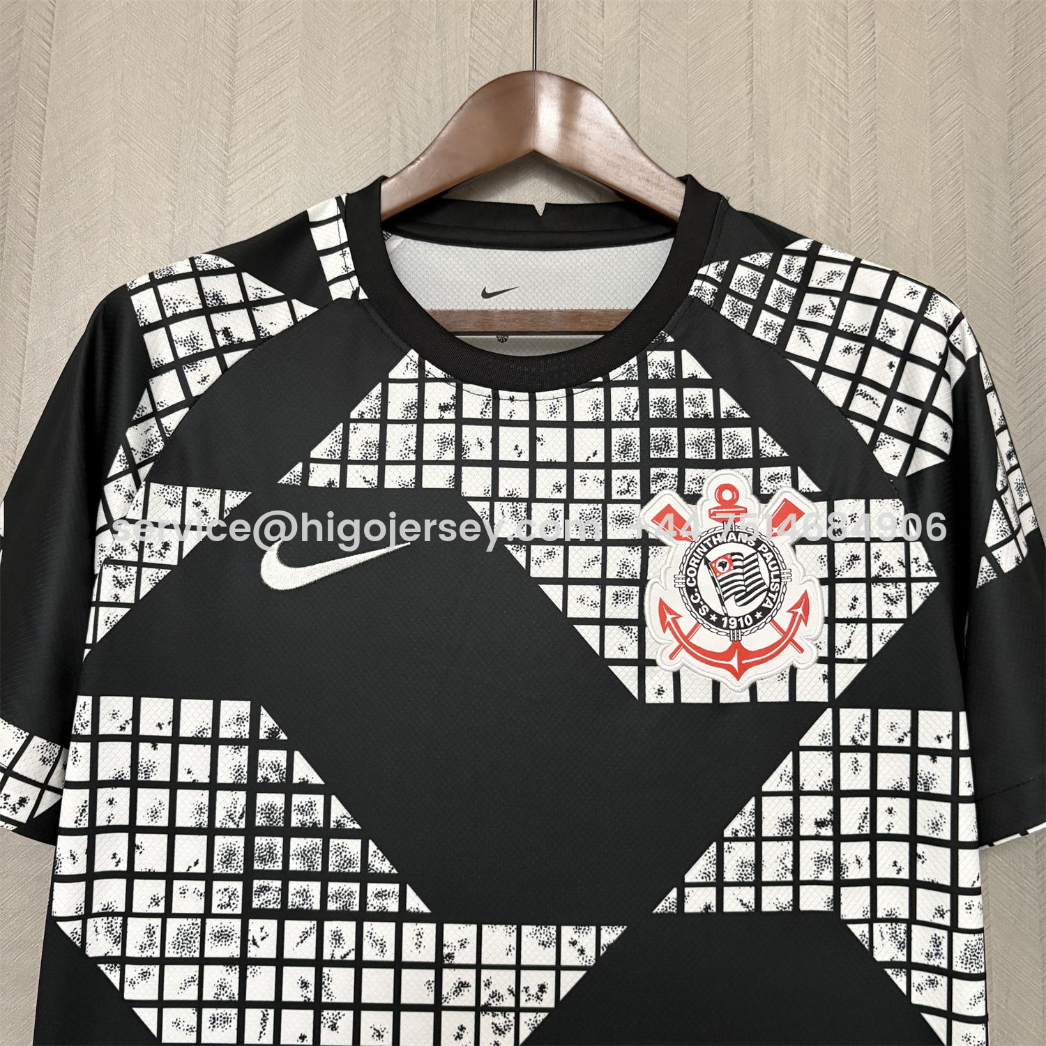 Higojerseys-Corinthians 2025-26 White And Black Pre-Match Jersey - Fans Version