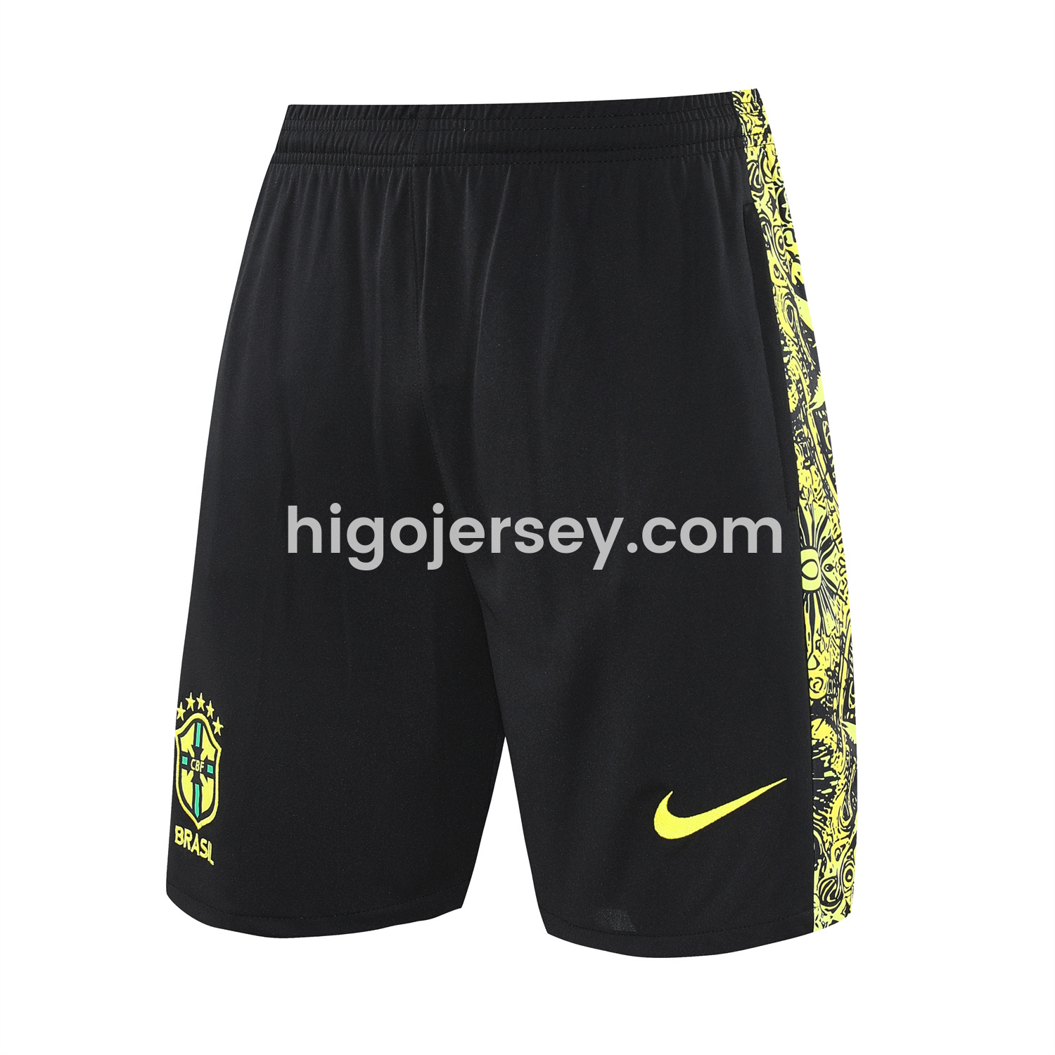 Higojerseys-Brazil 25-26 Yellow Jesus Statue Vest Training Set - Yellow Vest & Black Shorts