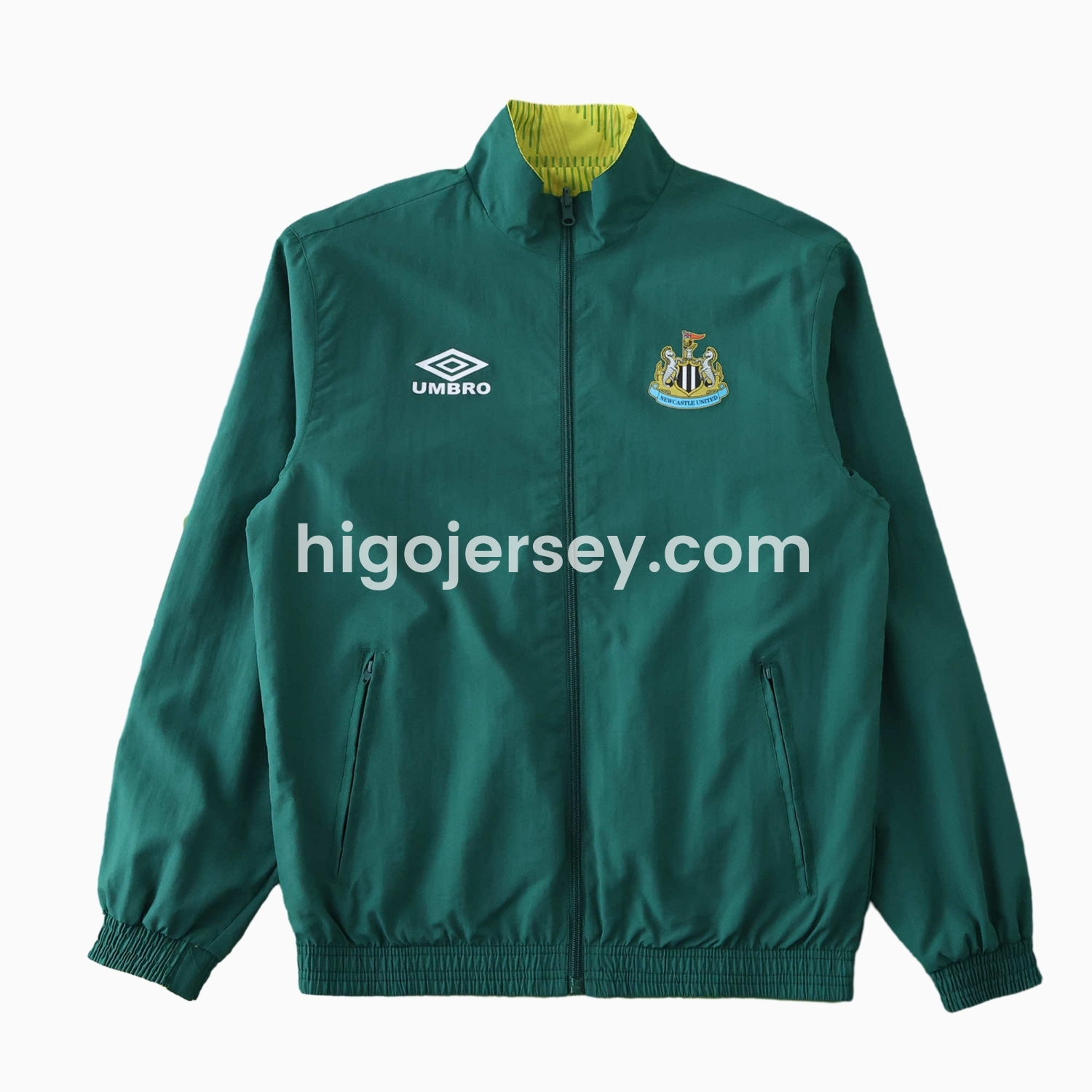 Higojerseys-Newcastle United 24-25 Retro Style Double Sided Reversible Windbreaker - Green & Yellow
