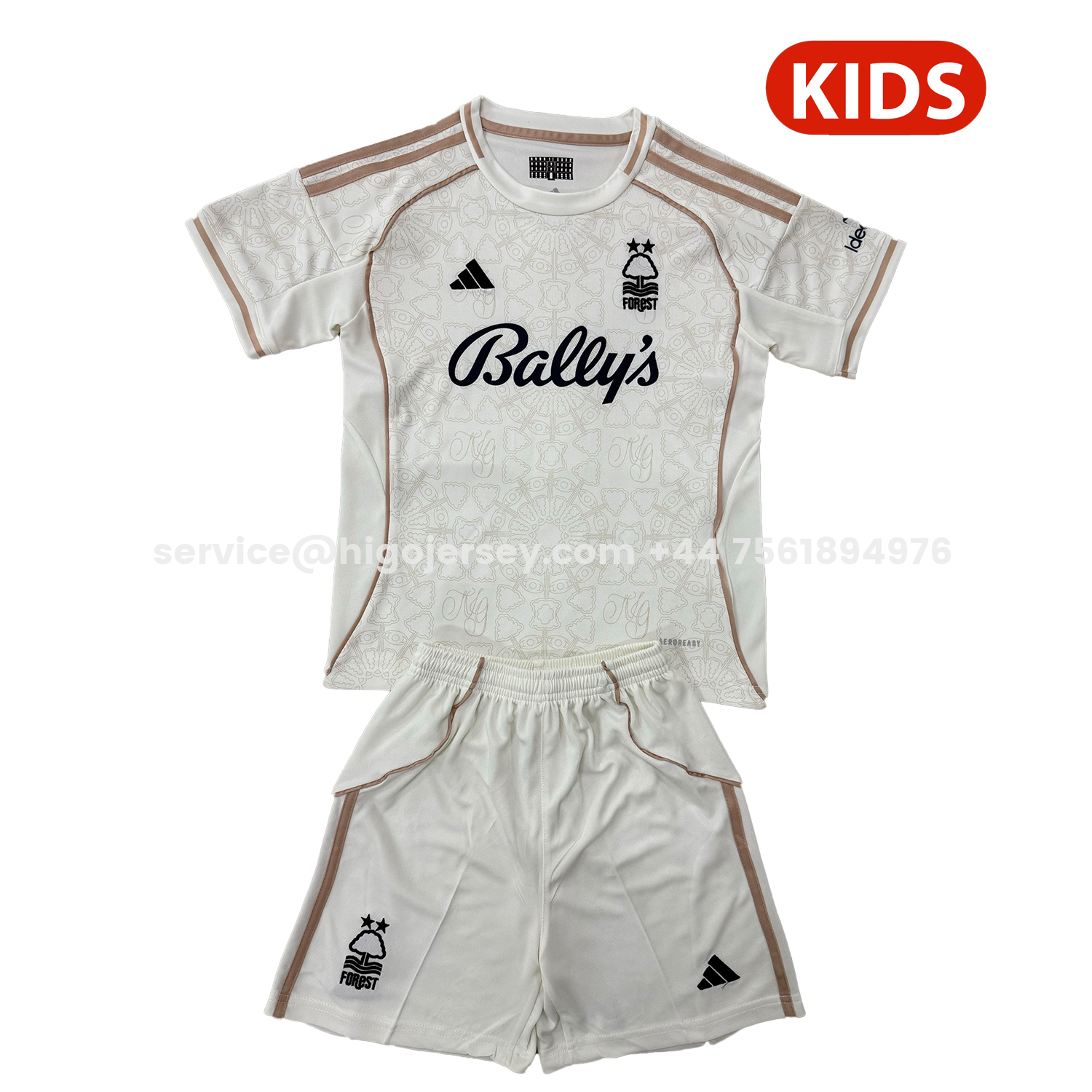 Higojerseys-Nottingham Forest 25-26 Away With Chest Sponsor Kids Kit