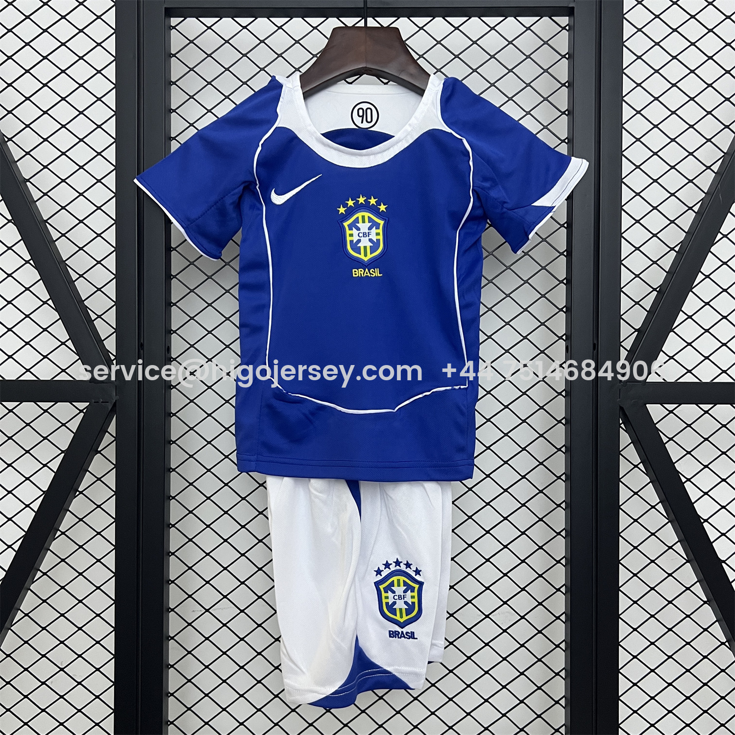 Higojerseys-Retro Brazil 2004 Away Kids Kit