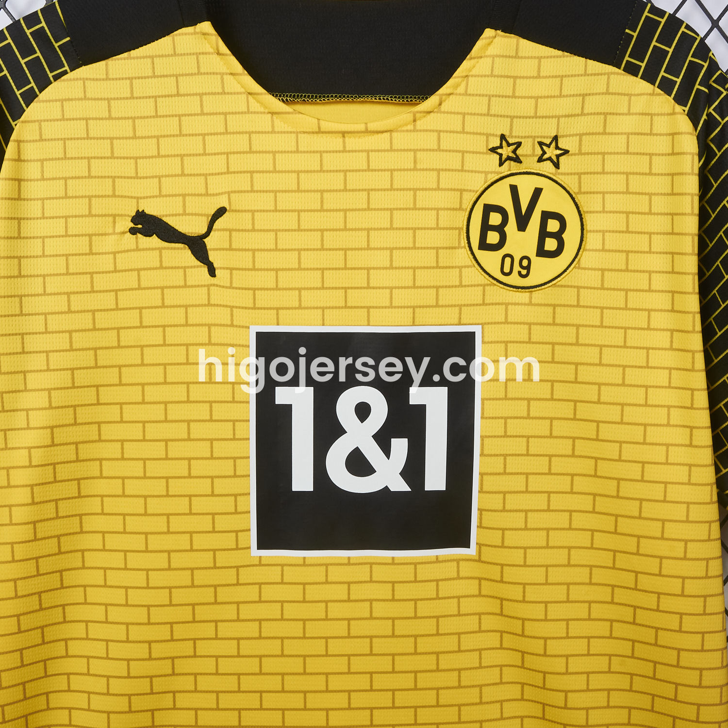 Higojerseys-Dortmund 25-26 Pre-Match Training Yellow Brickwork Pattern Jersey - Fans Version