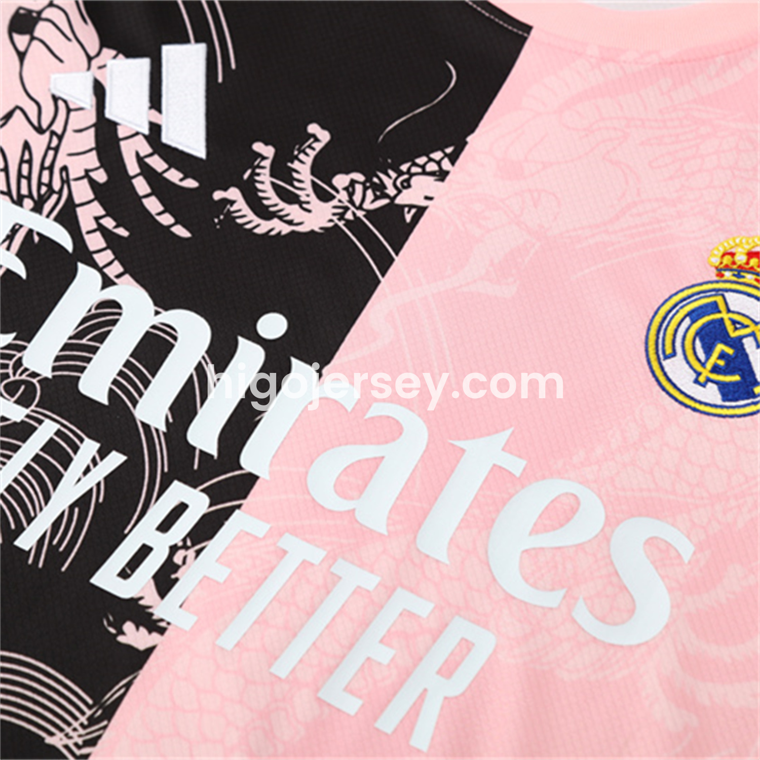 Higojerseys-Real Madrid 25-26 Short-Sleeve Training Set - Pink Black Top & Black Shorts