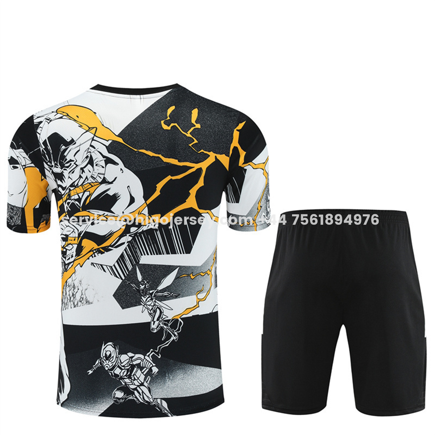 Higojerseys-Real Madrid 25-26 Thunder Comics Short-Sleeve Training Set - Comic Pattern Top & Shorts