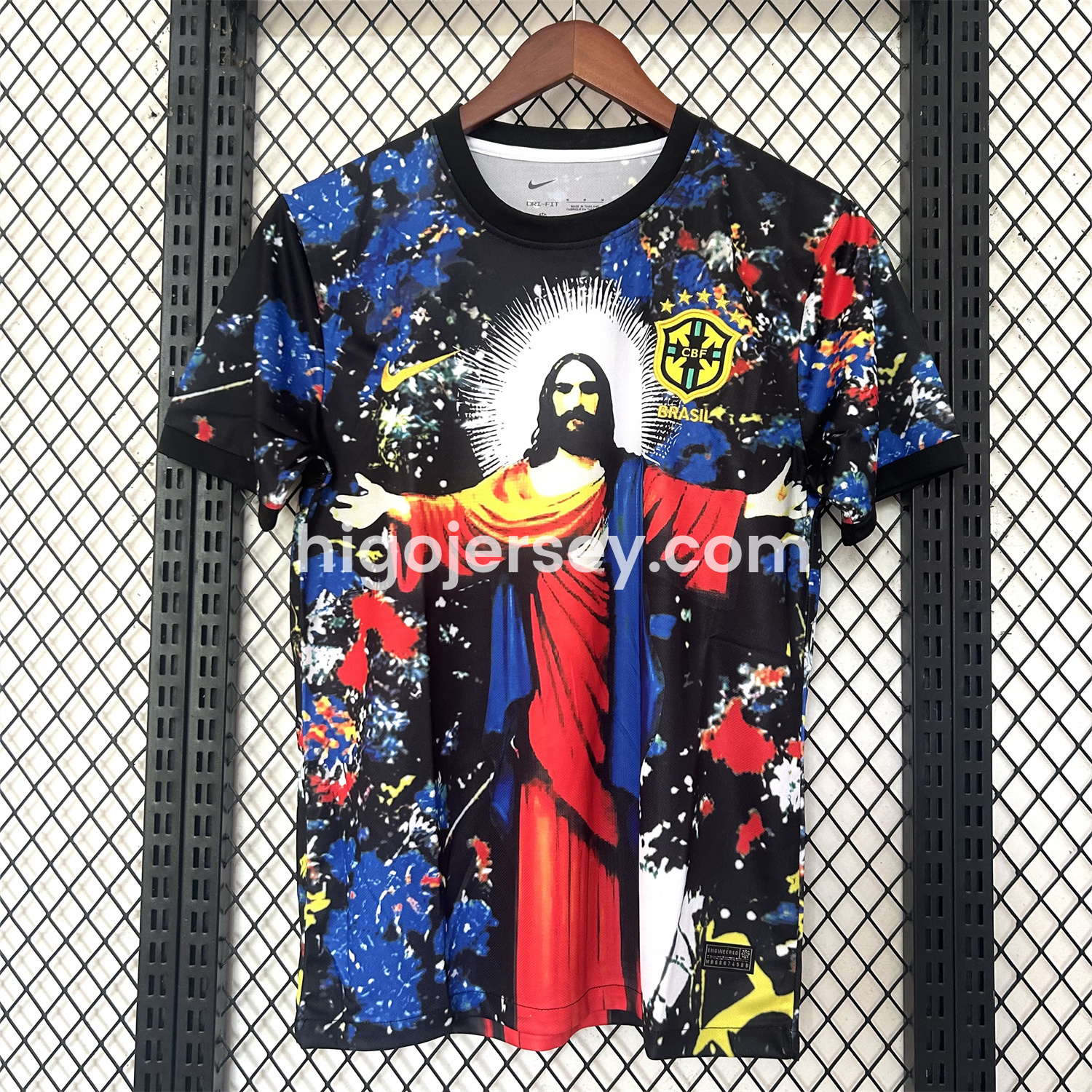 Higojerseys-Brazil 25-26 Colorful Jesus Statue Special Colorful Graffiti Jersey - Fans Version