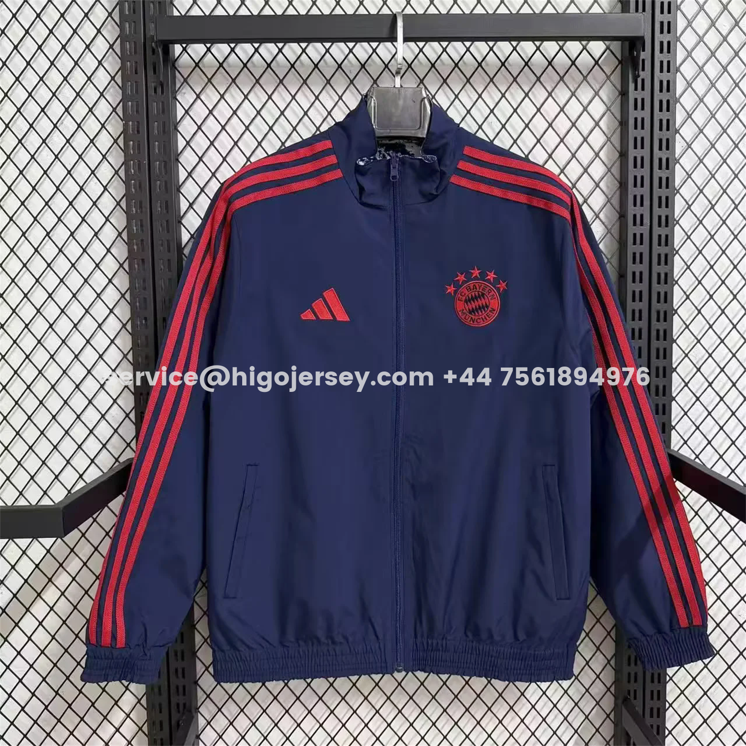 Higojerseys-Bayern Munich 25-26 Double Sided Reversible Windbreaker - Deep Blue & White Blue
