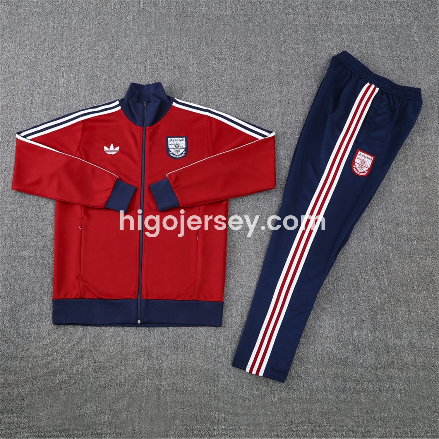 Higojerseys-Arsenal 24-25 Throwback Jacket Training Tracksuit - Red Jackets & Blue Pants