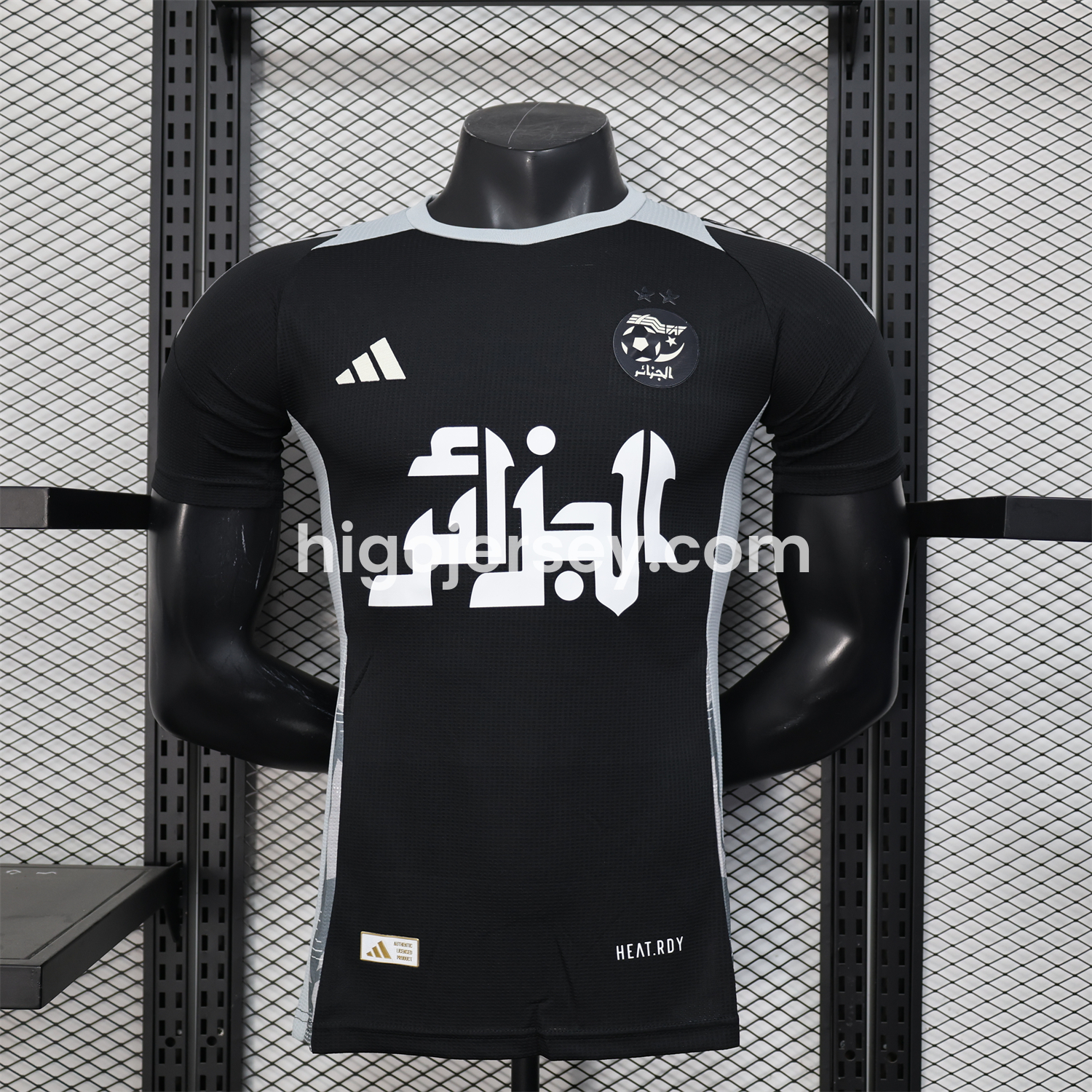 Higojerseys-Algeria 25-26 Pure Black with White Chest Text Jersey - Player Version
