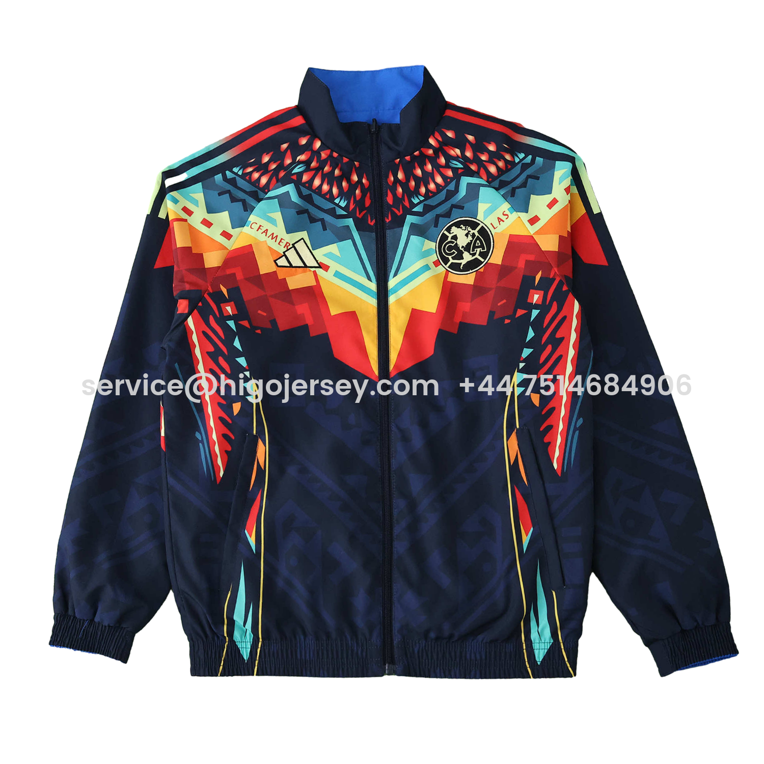 Higojerseys-Club América 25-26 Throwback Double Sided Reversible Windbreaker - Blue & Black