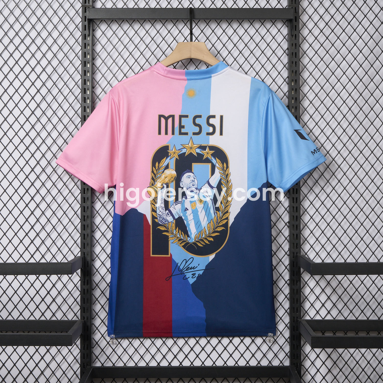 Higojerseys-Messi Career Commemorative Jersey - Fans Version - Argentina INT M.A.M Barcelona - with 10 Special Font