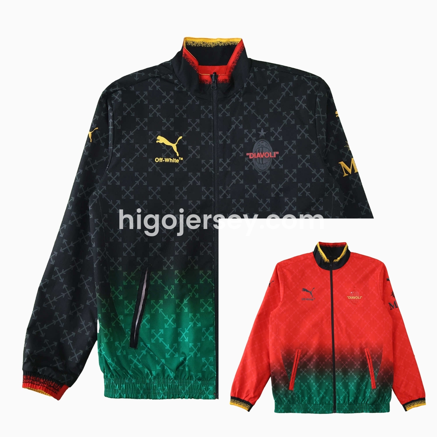 Higojerseys-AC Milan 24-25 Fourth “Diavoli” Special Edition Double Sided Reversible Windbreaker - Black & Red
