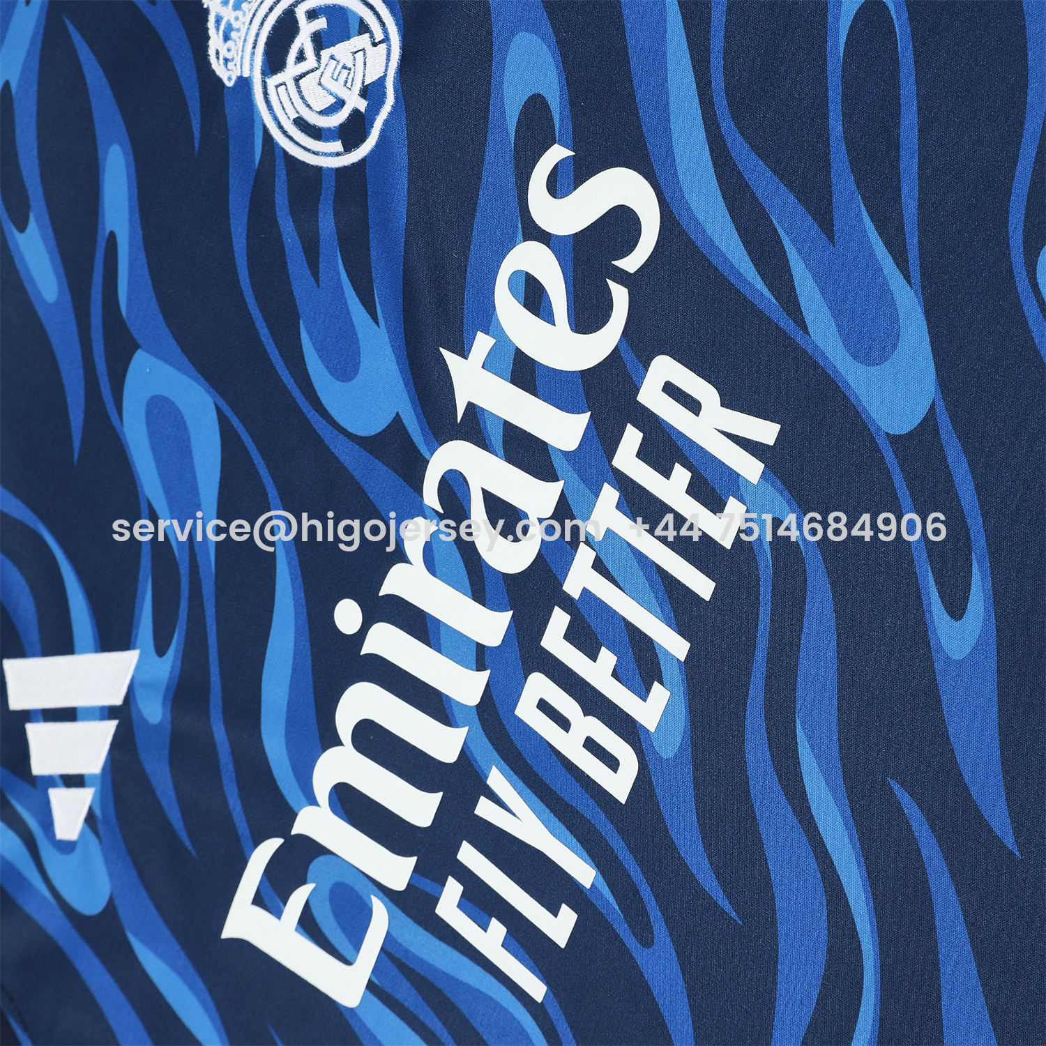 Higojerseys-Real Madrid 25-26 Vest Training Set - Blue Water Pattern Top & Deep Blue Shorts