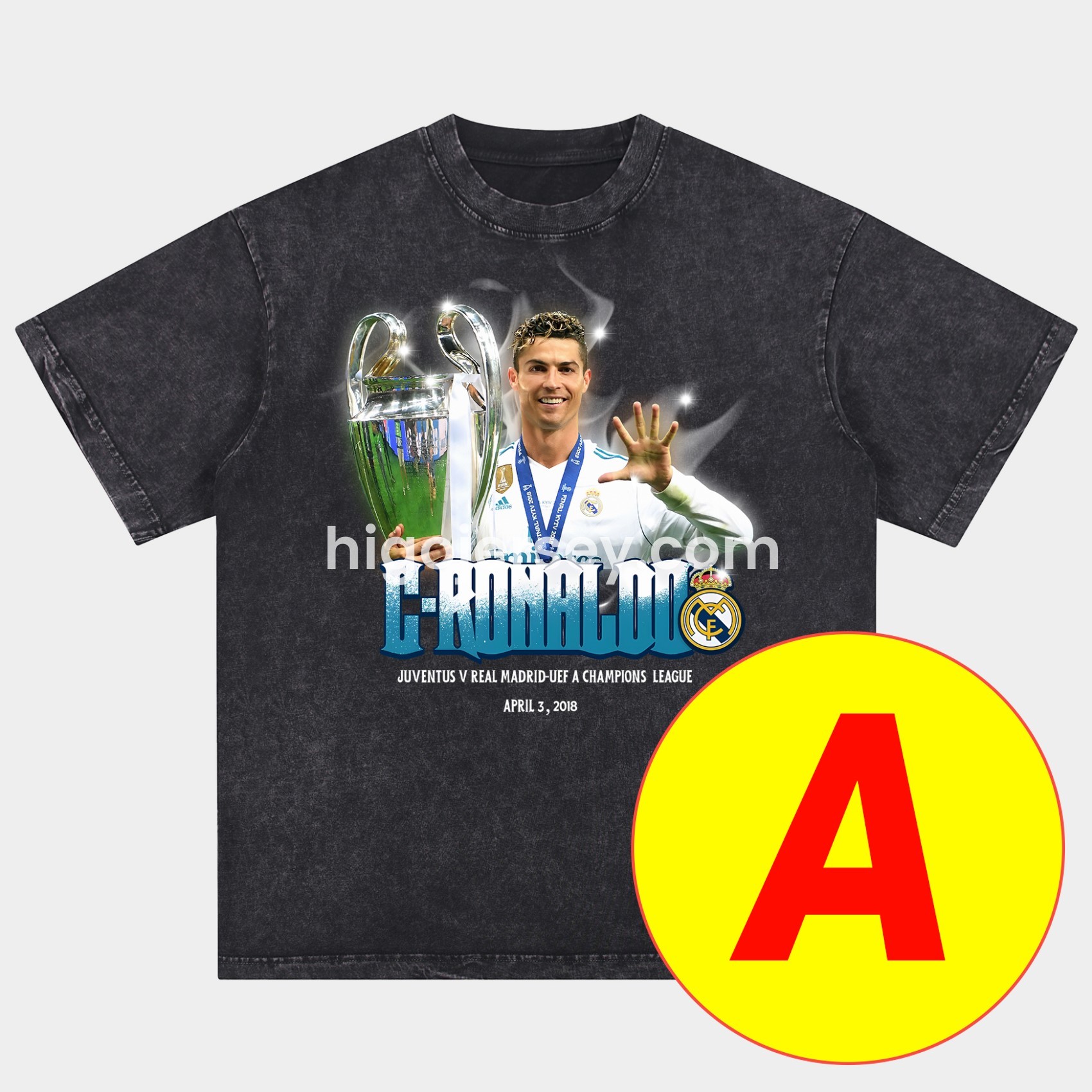 Higojerseys-Cristiano Ronaldo Portugal Real Madrid Manchester United Oversized Washed T-Shirt