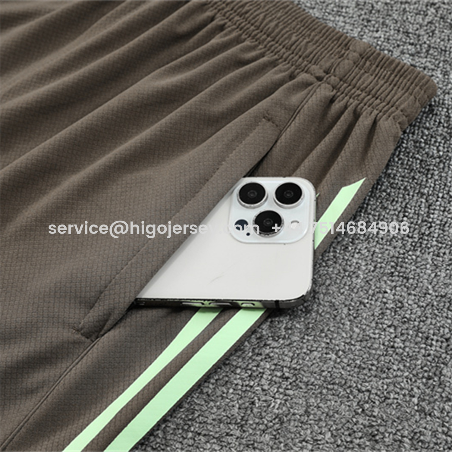 Higojerseys-Real Madrid 25-26 Short-Sleeve Training Set - Light Green Top and Dark Khaki Shorts
