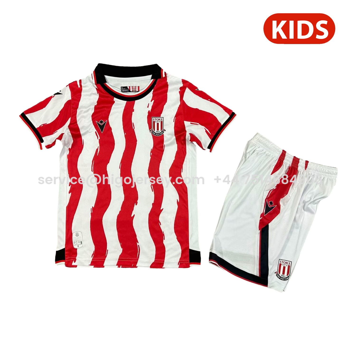Higojerseys-Stoke City 25-26 Home Kids Kit
