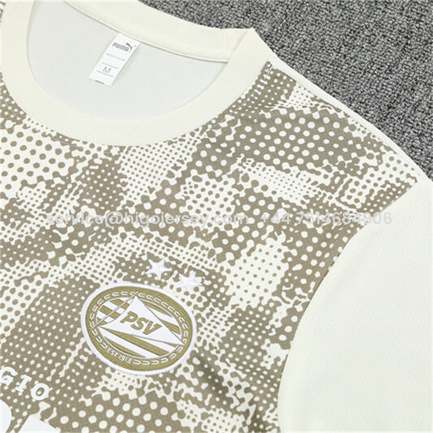 Higojerseys-PSV Eindhoven 25-26 Kids Short-Sleeve Training Set - Khaki Top & Black Shorts