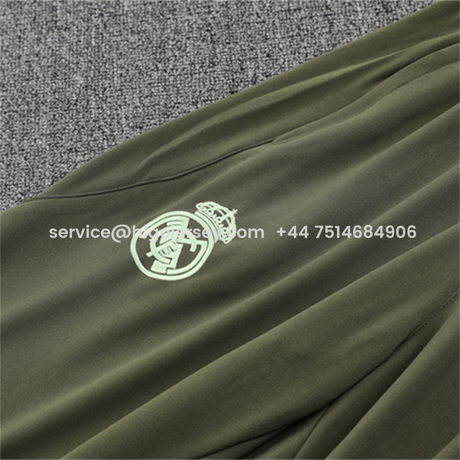 Higojerseys-Real Madrid 25-26 Kids Long Sleeve Training Set - Light Green Top & Army Green Pants