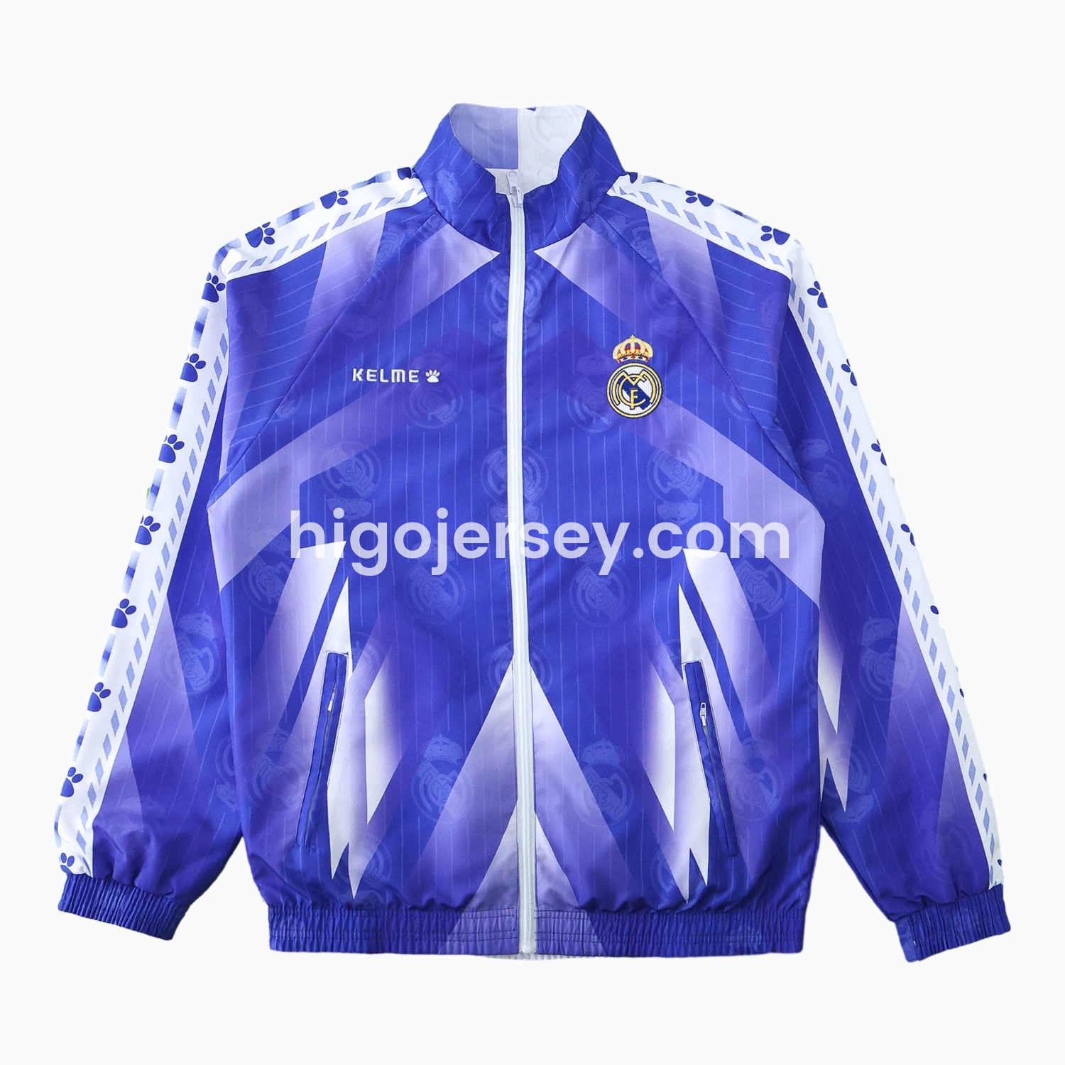 Higojerseys-Retro Real Madrid 1996-97 Double Sided Reversible Windbreaker - Blue & Green
