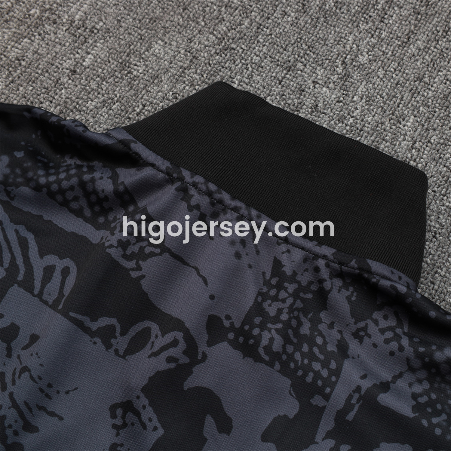 Higojerseys-Corinthians 25-26 Jacket Training Tracksuit - Black and Gray Pattern Jackets & Black Pants