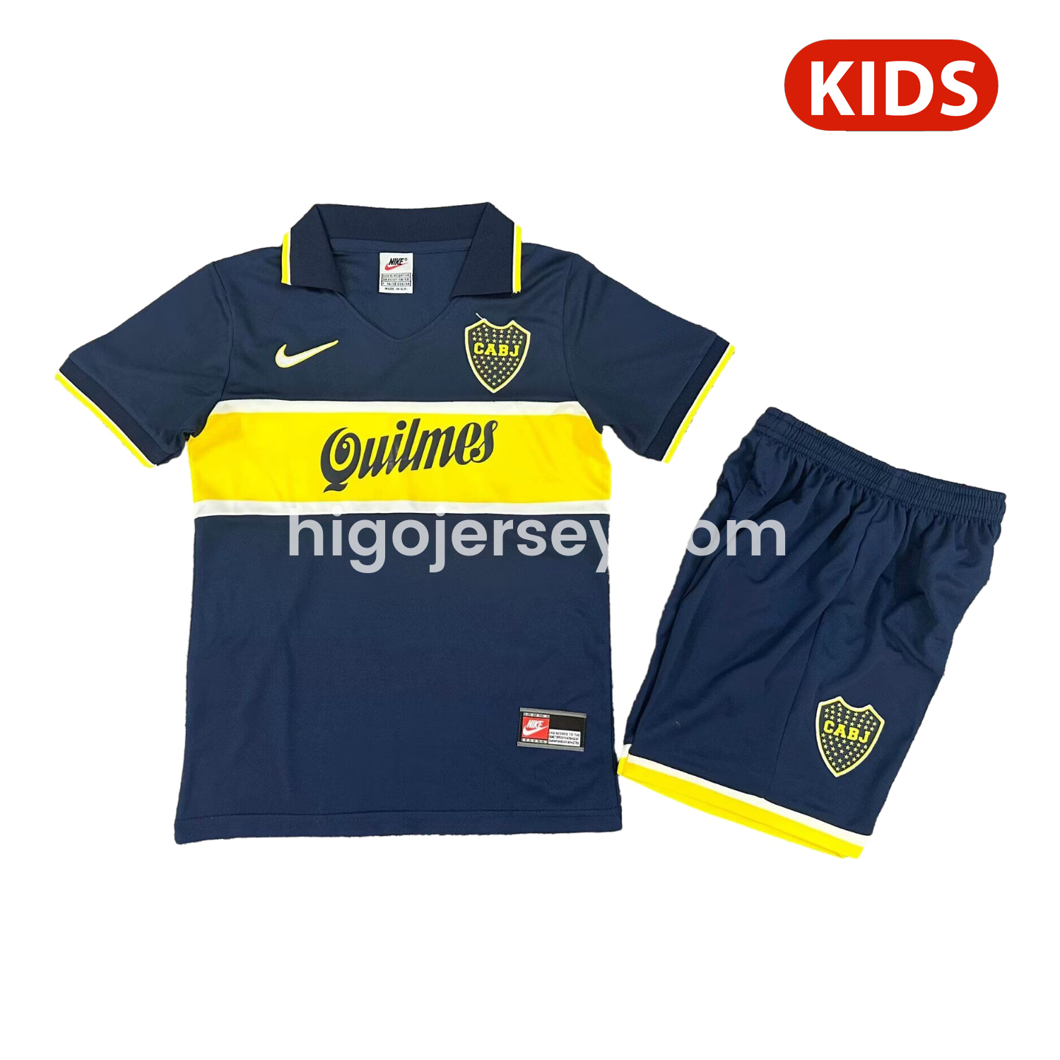 Higojerseys-Retro Boca Juniors 1996-97 Home Kids Kit