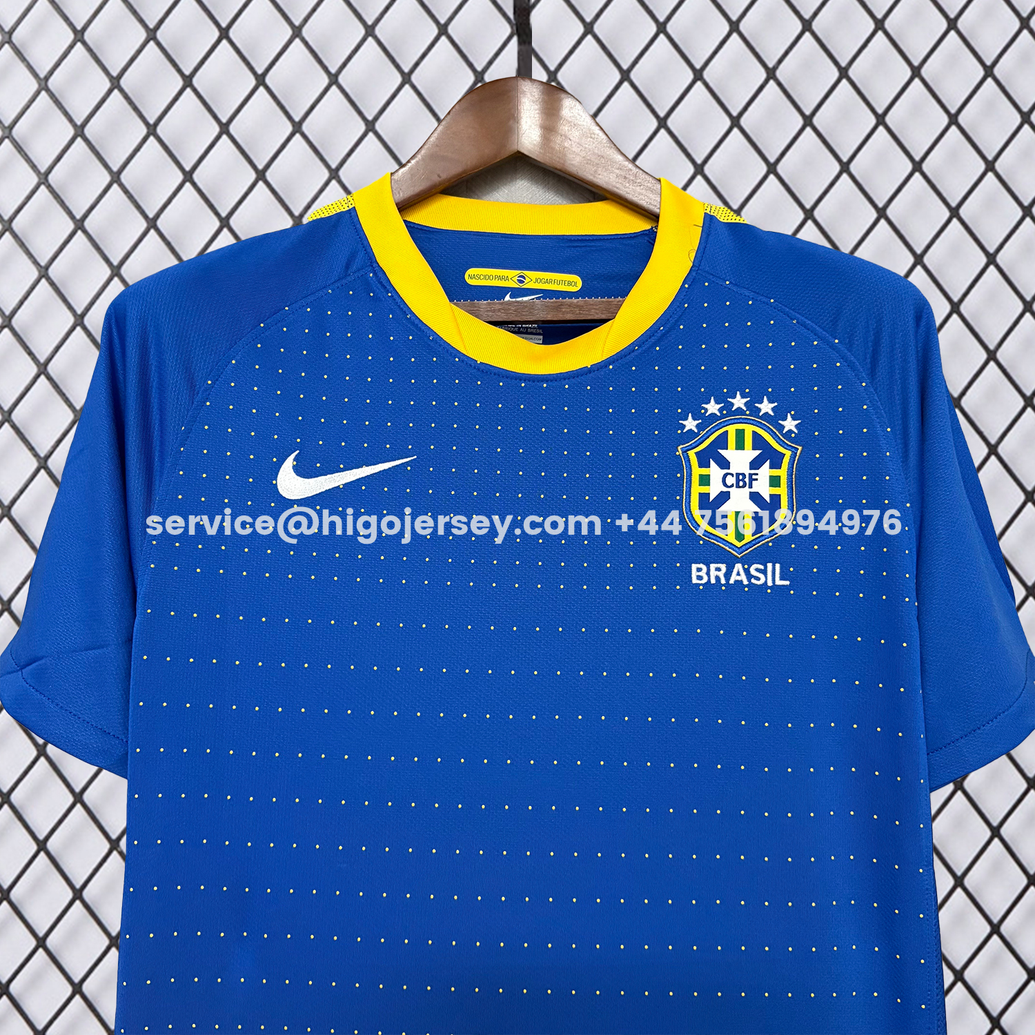 Higojerseys-Retro Brazil 2010 Away Blue Jersey
