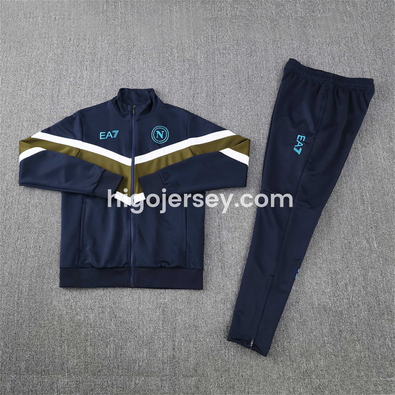 Higojerseys-Napoli 24-25 Throwback Jacket Training Tracksuit - Deep Blue Jackets & Pants