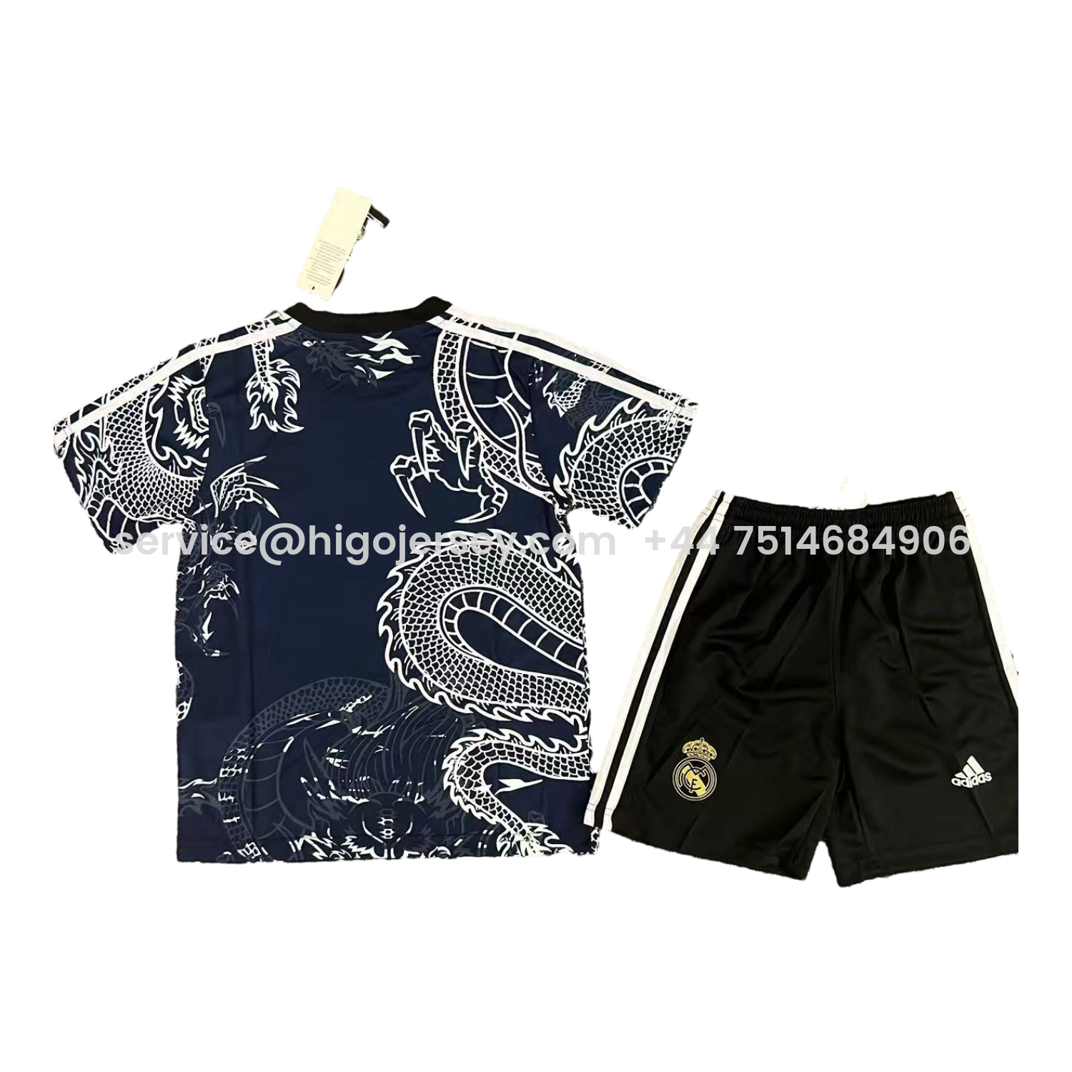 Higojerseys-Real Madrid 25-26 White Dragon Black Special Kids Kit