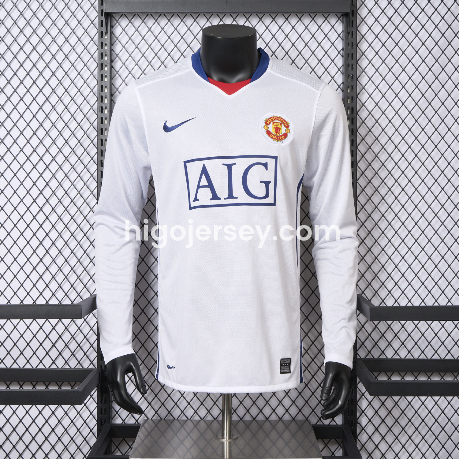 Higojerseys-Retro Manchester United 2008-09 Away Long Sleeve Jersey - Player Version