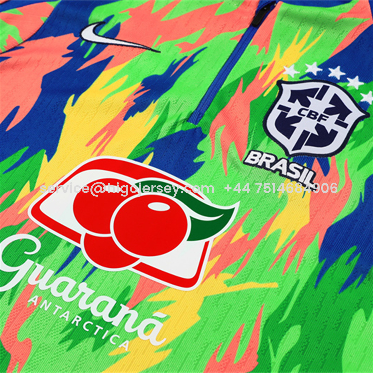 Higojerseys-Brazil 25-26 Long Sleeve Training Set - Colorful Camouflage Top & Royal Blue Pants