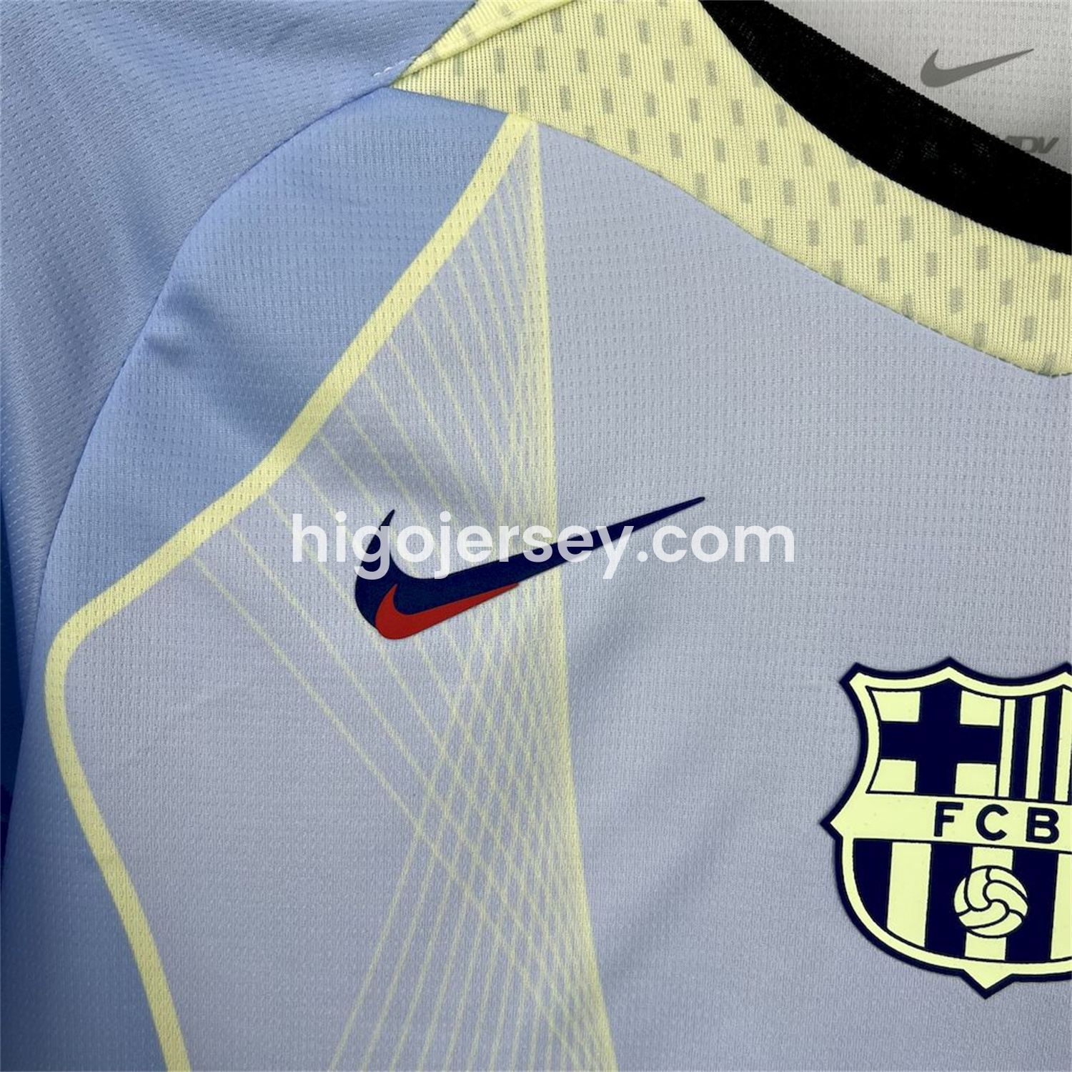 Higojerseys-Barcelona 25-26 T90 Yellow Lines Light Blue Special Jersey - Fans Version