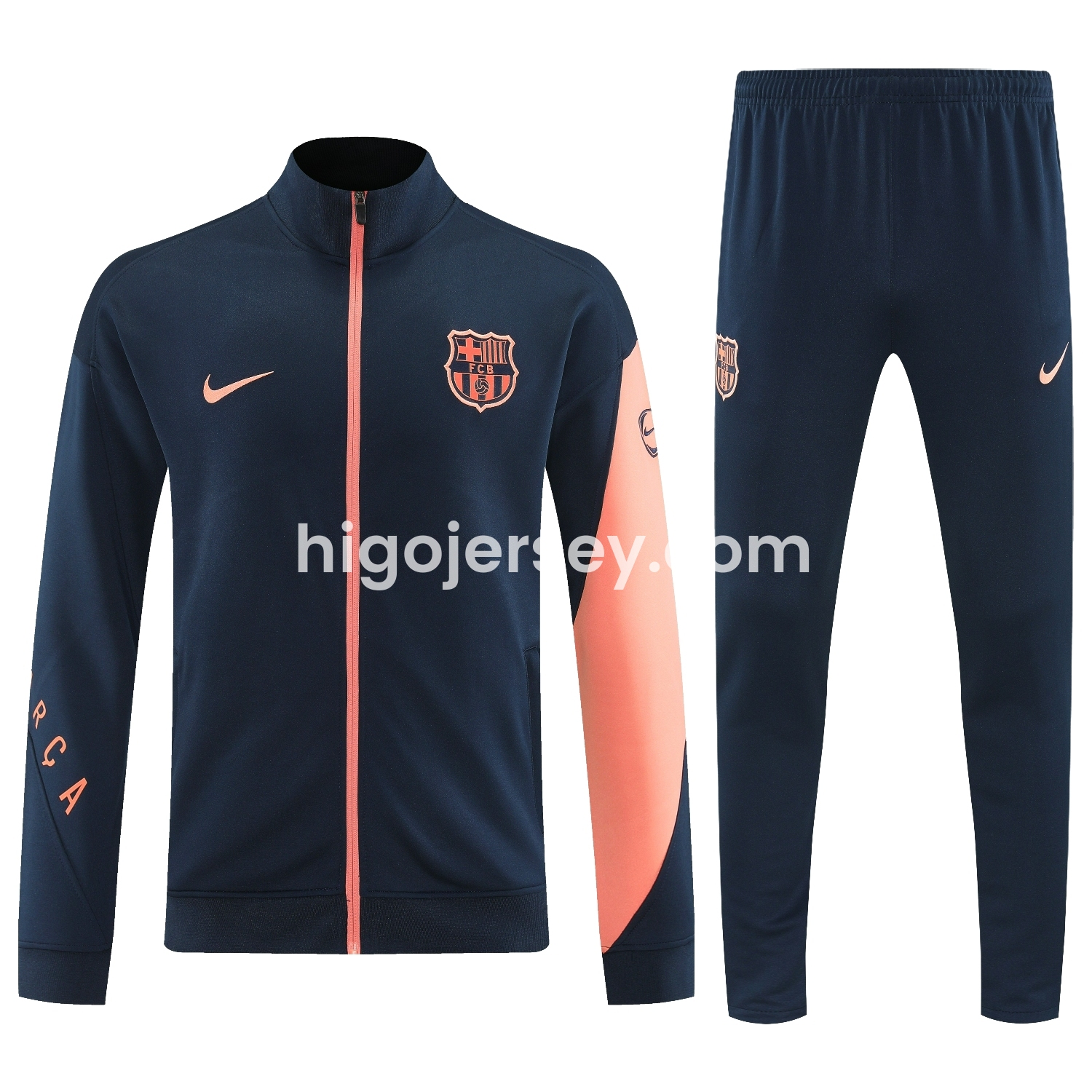 Higojerseys-Barcelona 25-26 Jacket Training Tracksuit - Black Orange Jackets & Black Pants