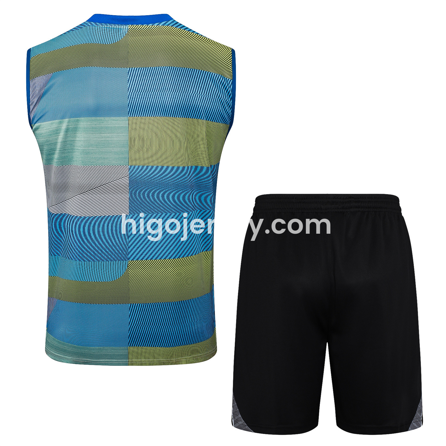 Higojerseys-Real Madrid 25-26 Vest Training Set - Blue-Gray Camouflage Vest and Black Shorts