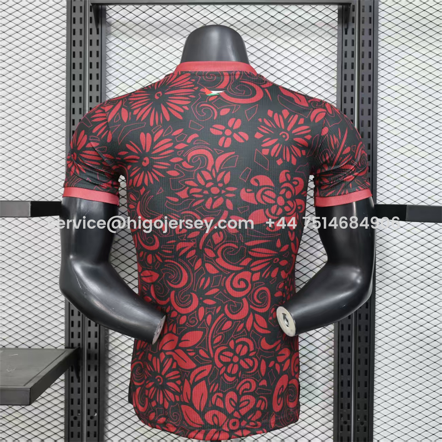 Higojerseys-Club Deportivo Palestino Palestine 25-26 Red Flowers Black Jersey - Player Version