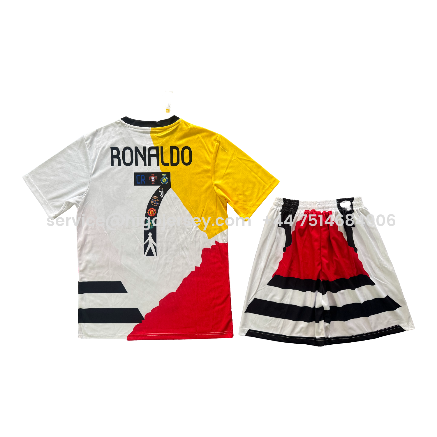 Higojerseys-Cristiano Ronaldo Career Commemorative Men's Adult Jersey Set - Fans Version with Ronaldo #7 - Real Madrid Manchester United Juventus Portugal Al Nassr Sporting CP