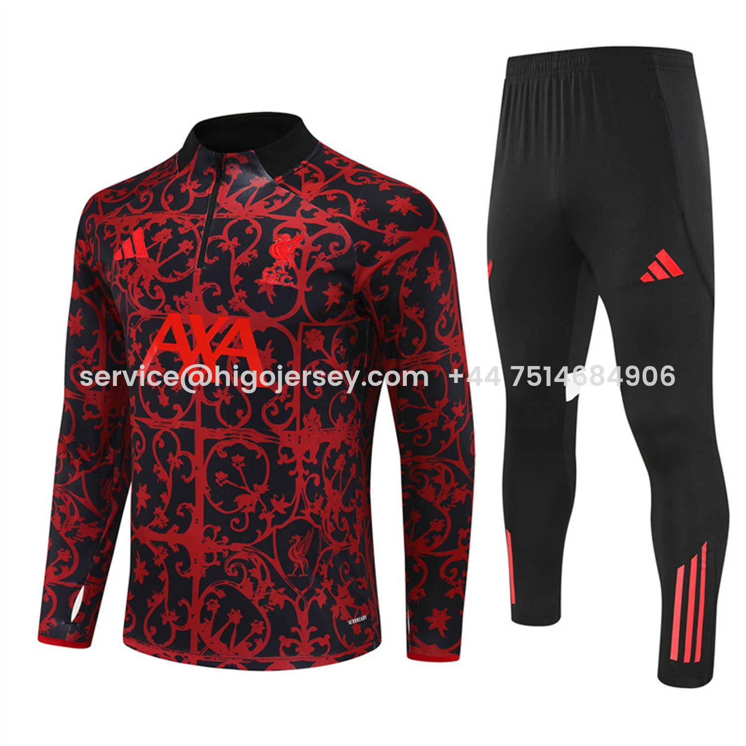 Higojerseys-Liver.pool 25-26 Long Sleeve Training Set - Red Camouflage Top & Blsck Pants