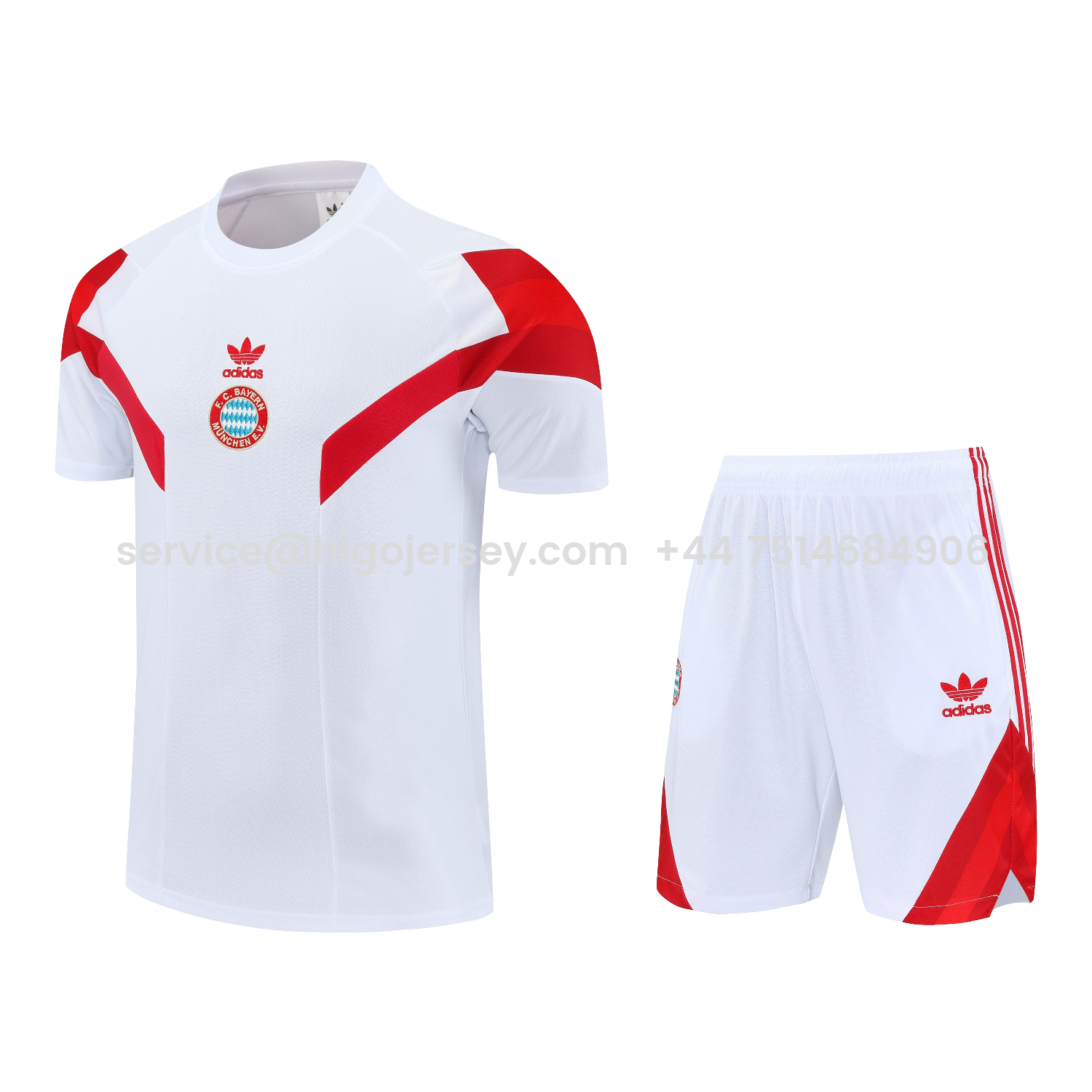 Higojerseys-Bayern Munich 25-26 Short-Sleeve Training Set - White Top & white Shorts