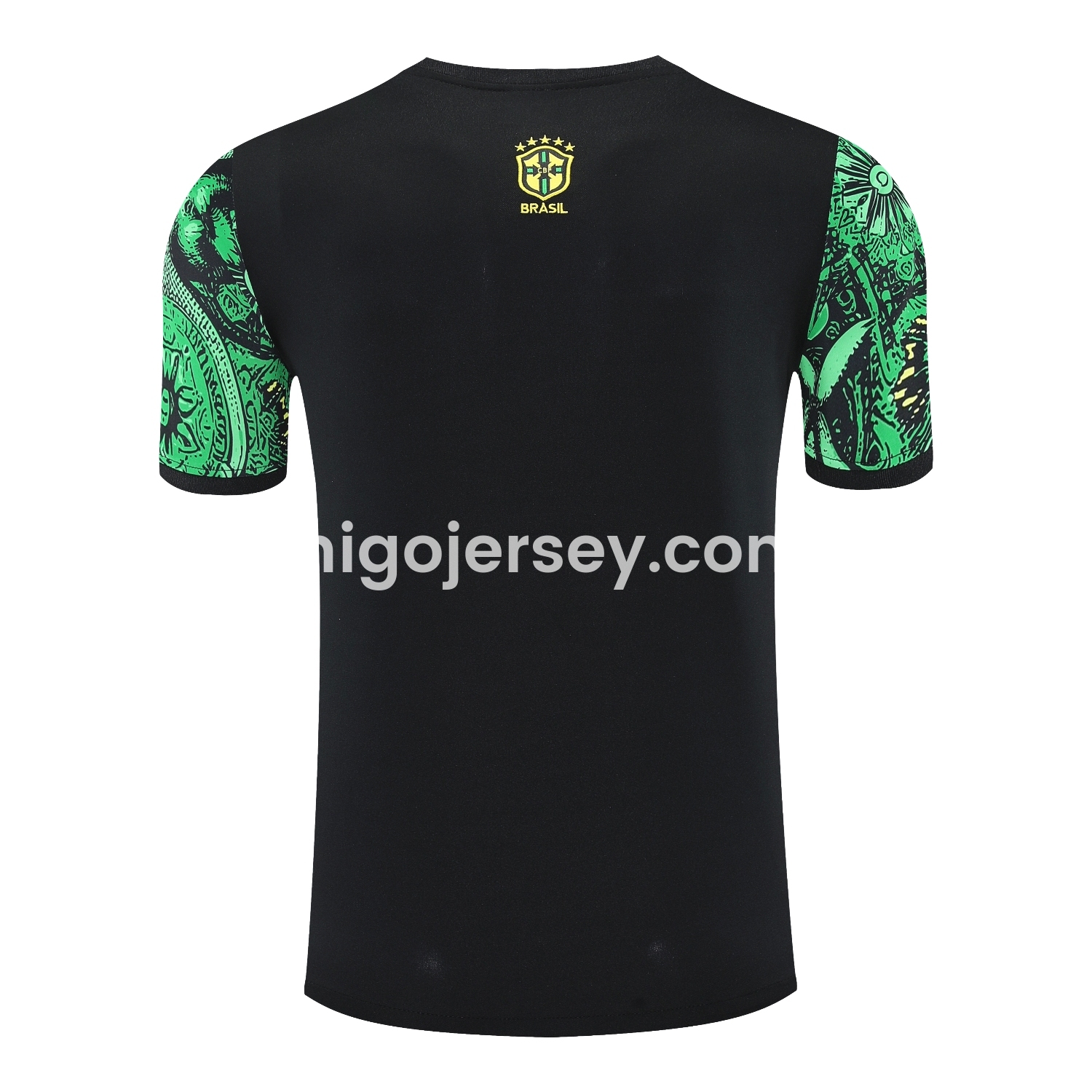 Higojerseys-Brazil 25-26 Green Jesus Statue Short-Sleeve Training Set - Green Top & Black Shorts