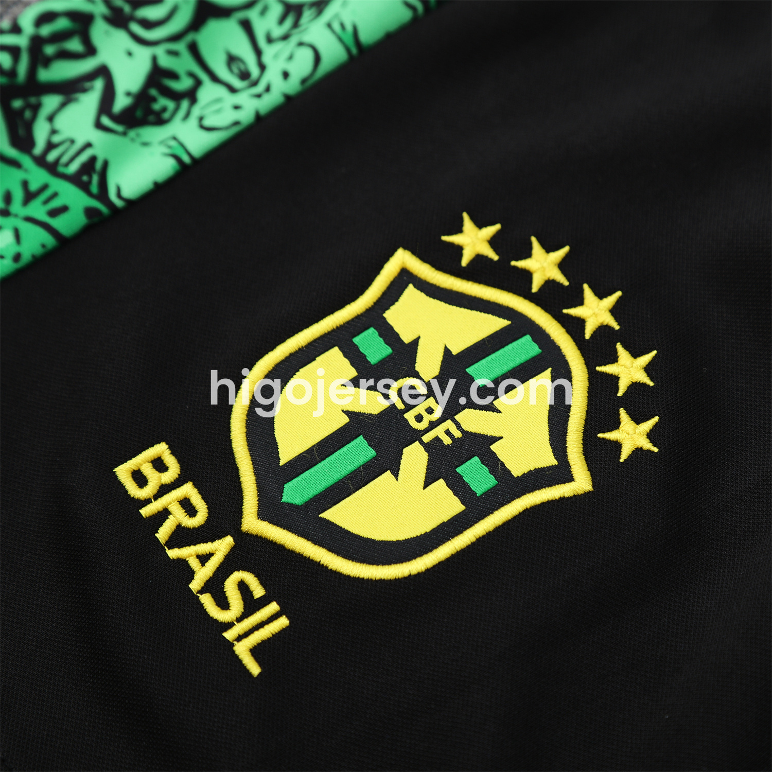 Higojerseys-Brazil 25-26 Green Jesus Statue Vest Training Set - Green Vest & Black Shorts