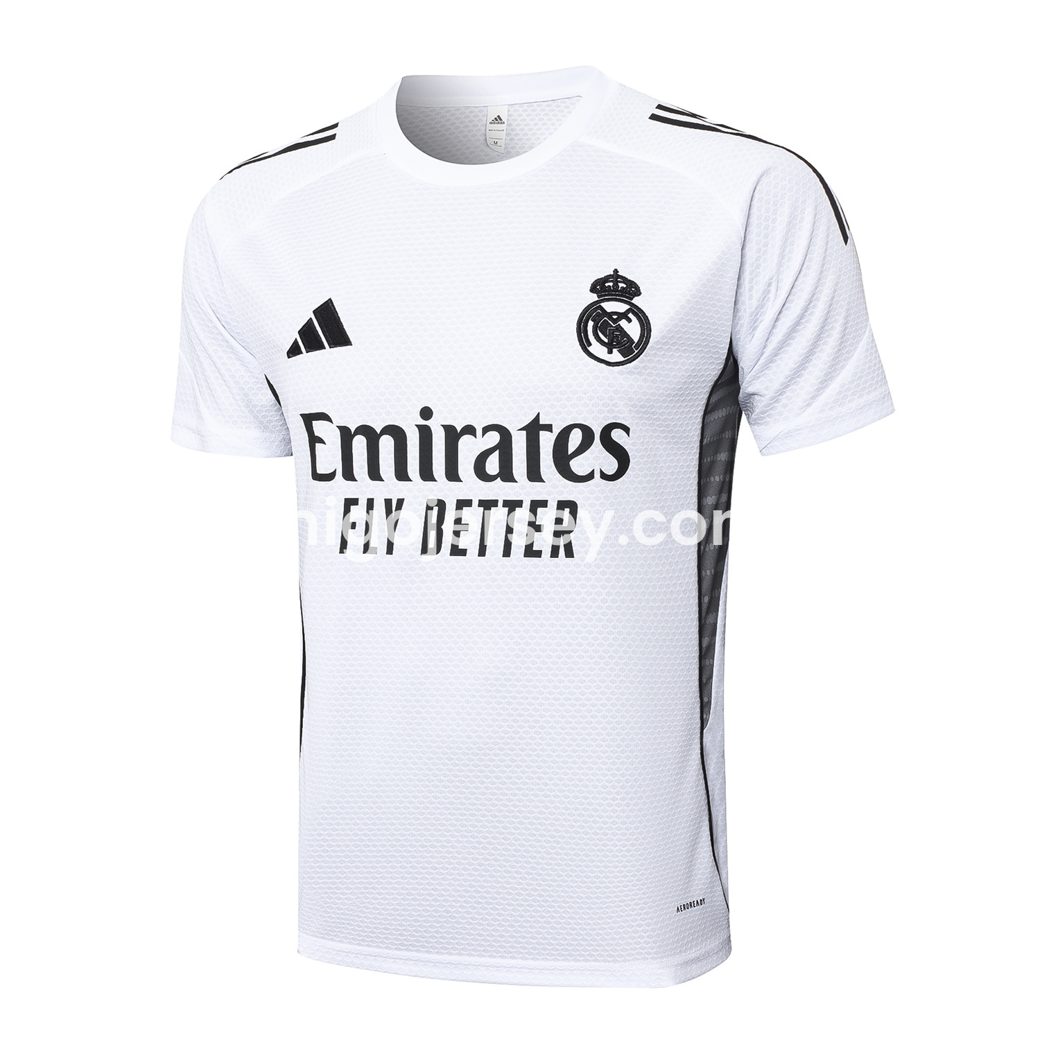 Higojerseys-Real Madrid 25-26 Short-Sleeve Training Set - White Top and Black Shorts
