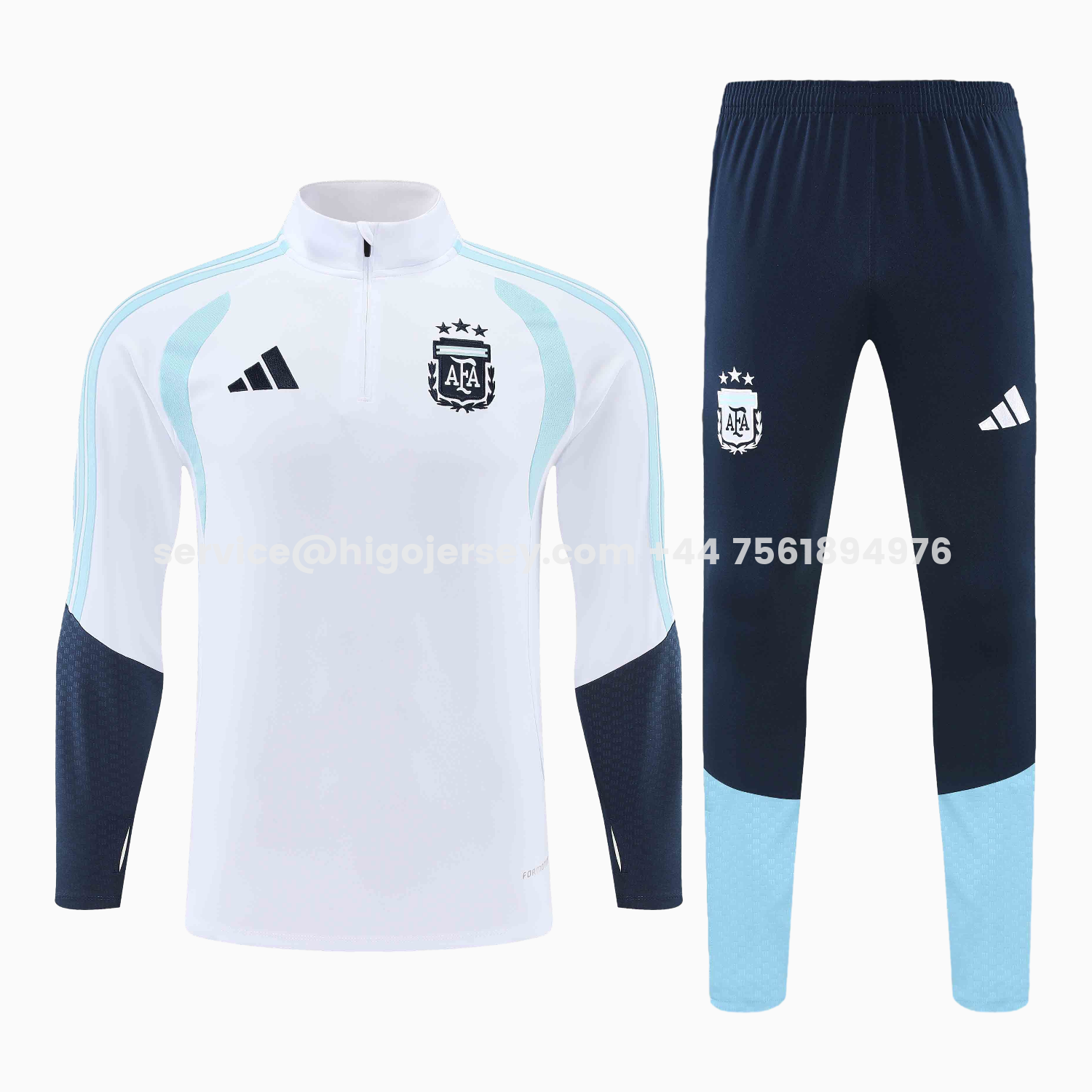 Higojerseys-Argentina 2026 Kids Long Sleeve Training Set - White Top & Black Pants