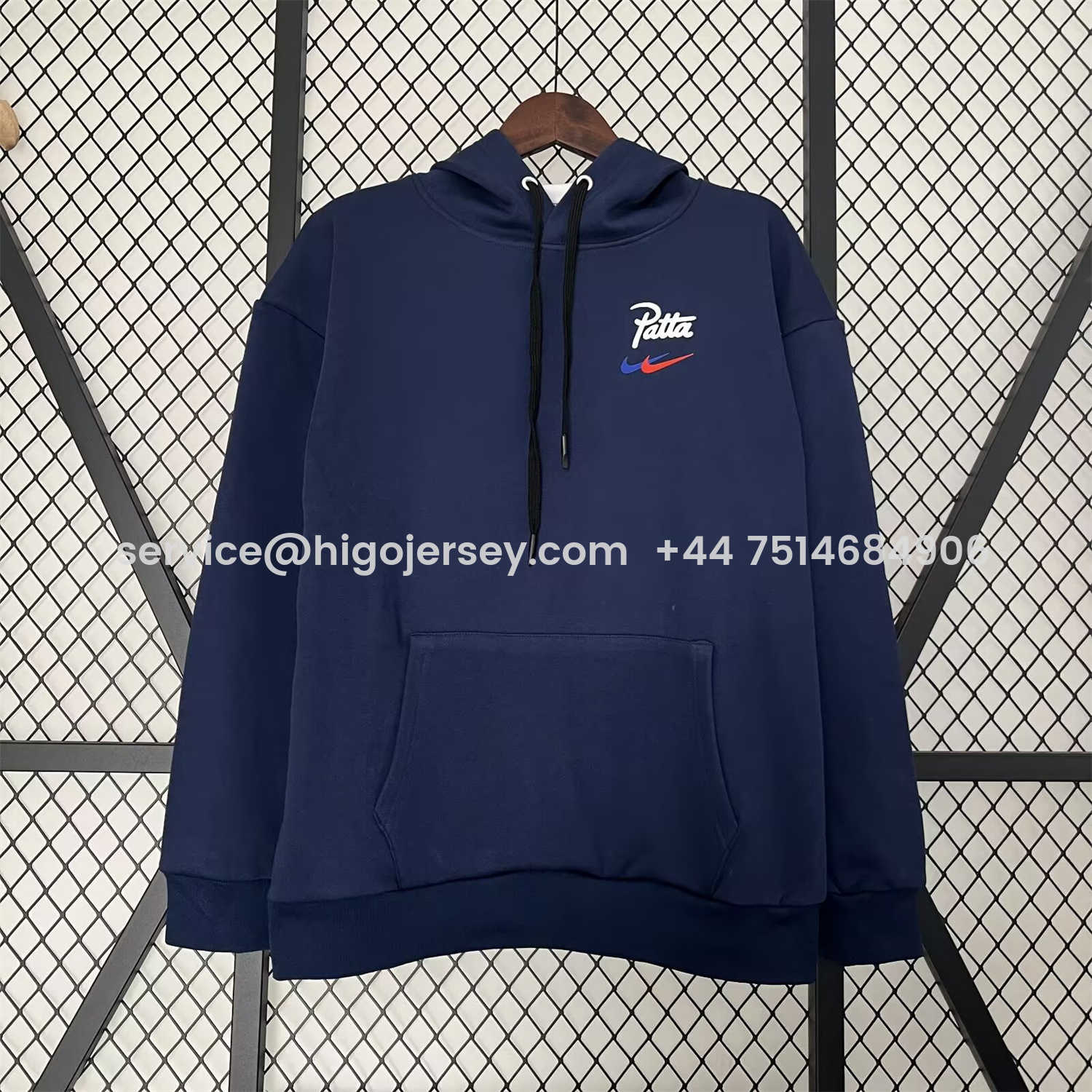Higojerseys-Barcelona x Patta 25-26 Blue Unisex Pullover Hoodie